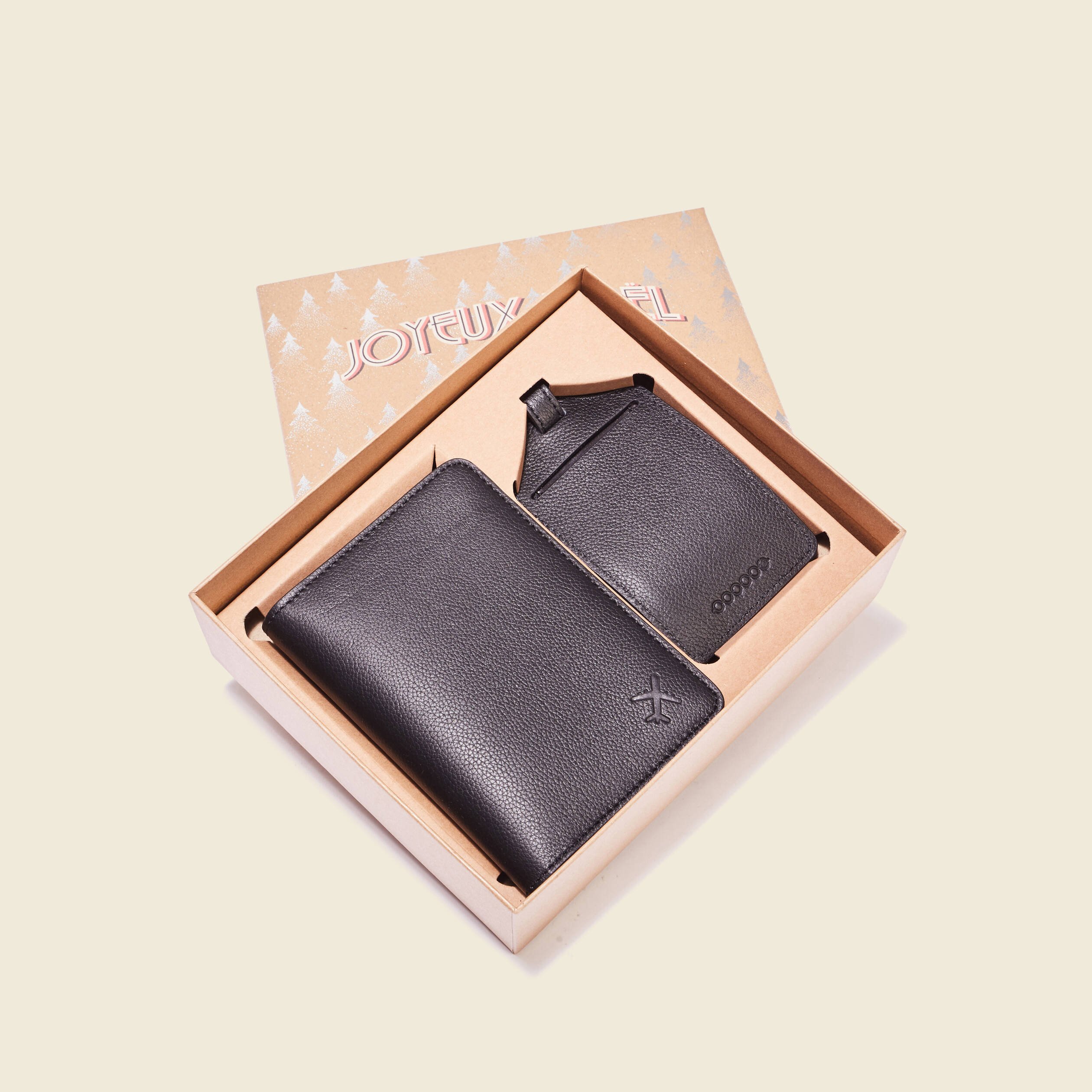 ensemble etui et etiquette bagage noir homme Ensemble étui et étiquette bagage noir homme