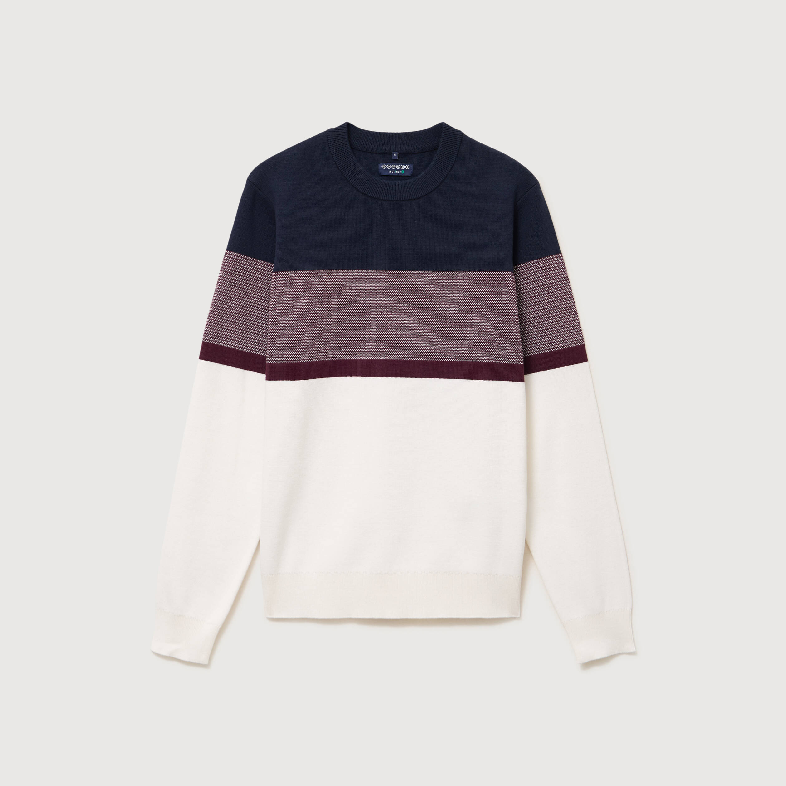 Pull fin col rond manches longues bleu marine homme