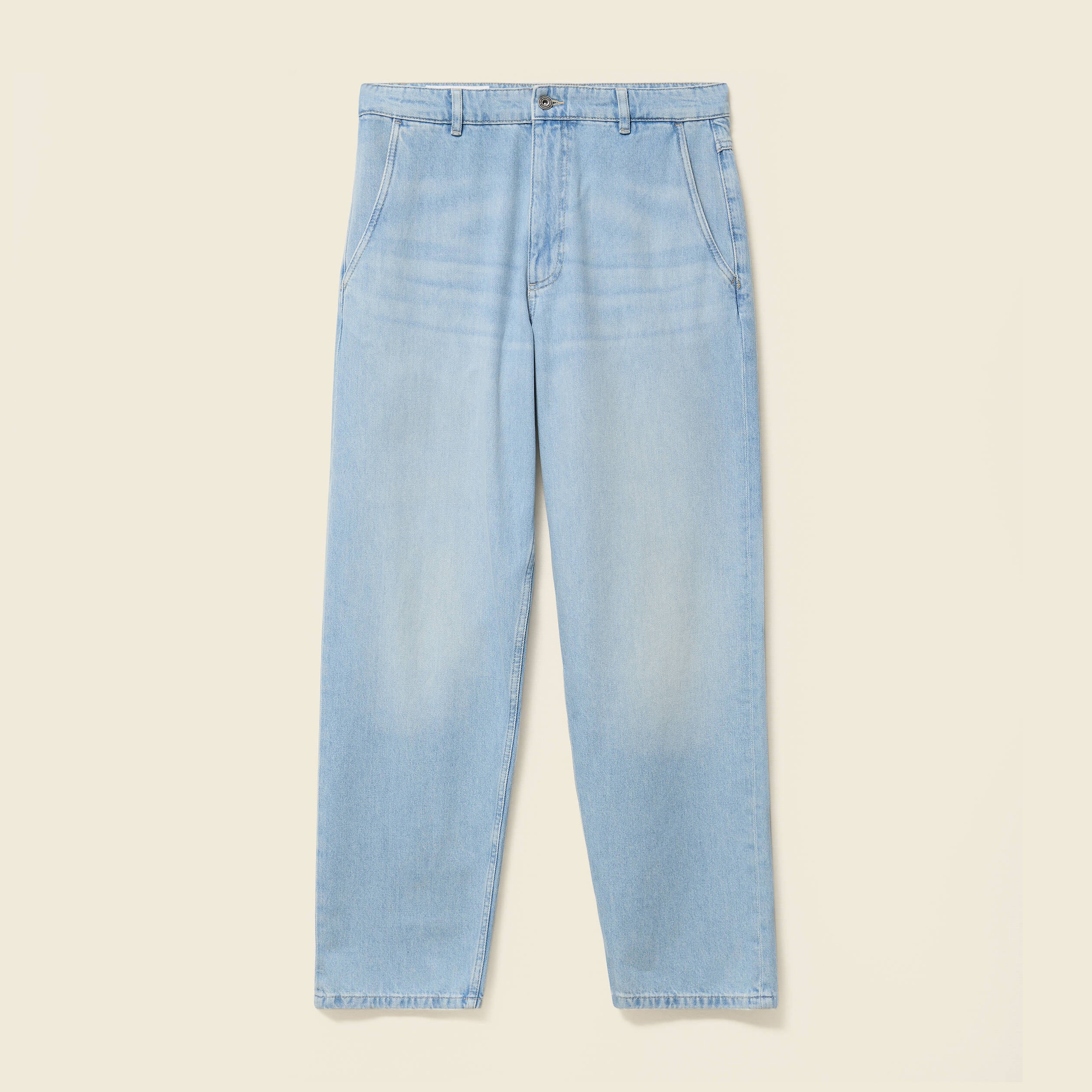 chino droit longueur 32 en coton denim bleach homme Chino droit longueur 32 en coton denim bleach homme