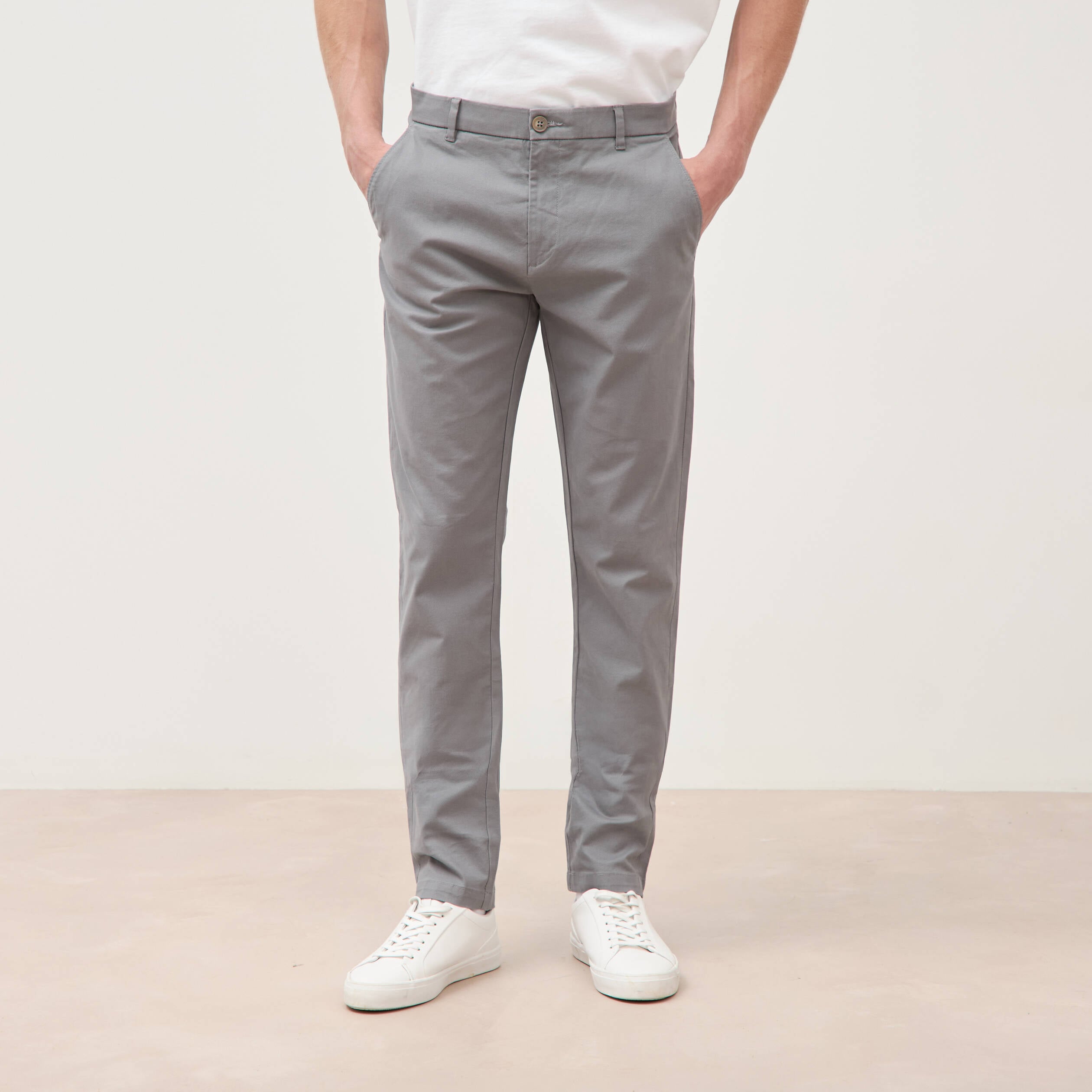 Pantalon chino slim gris homme