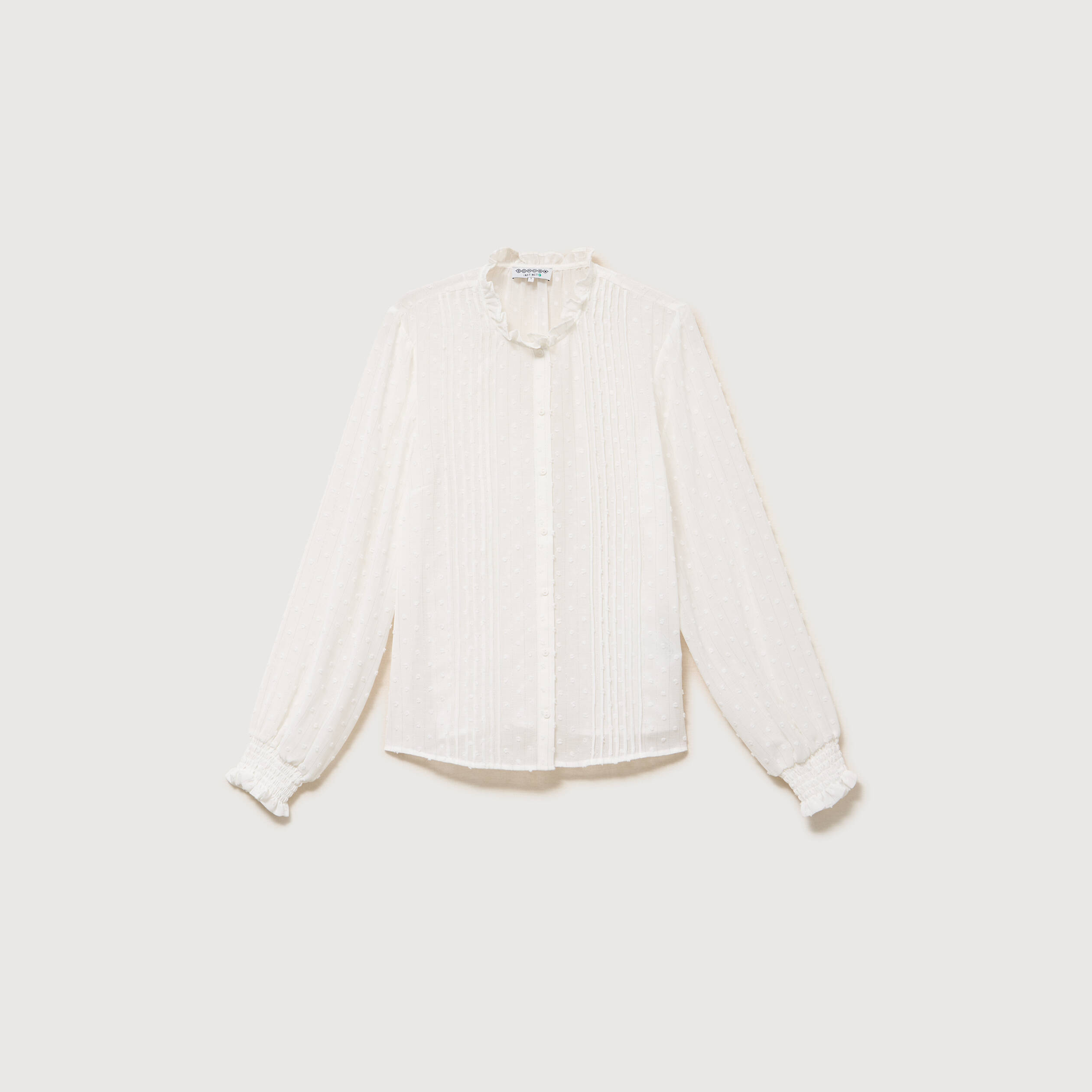 Chemise droite manches longues ecru femme