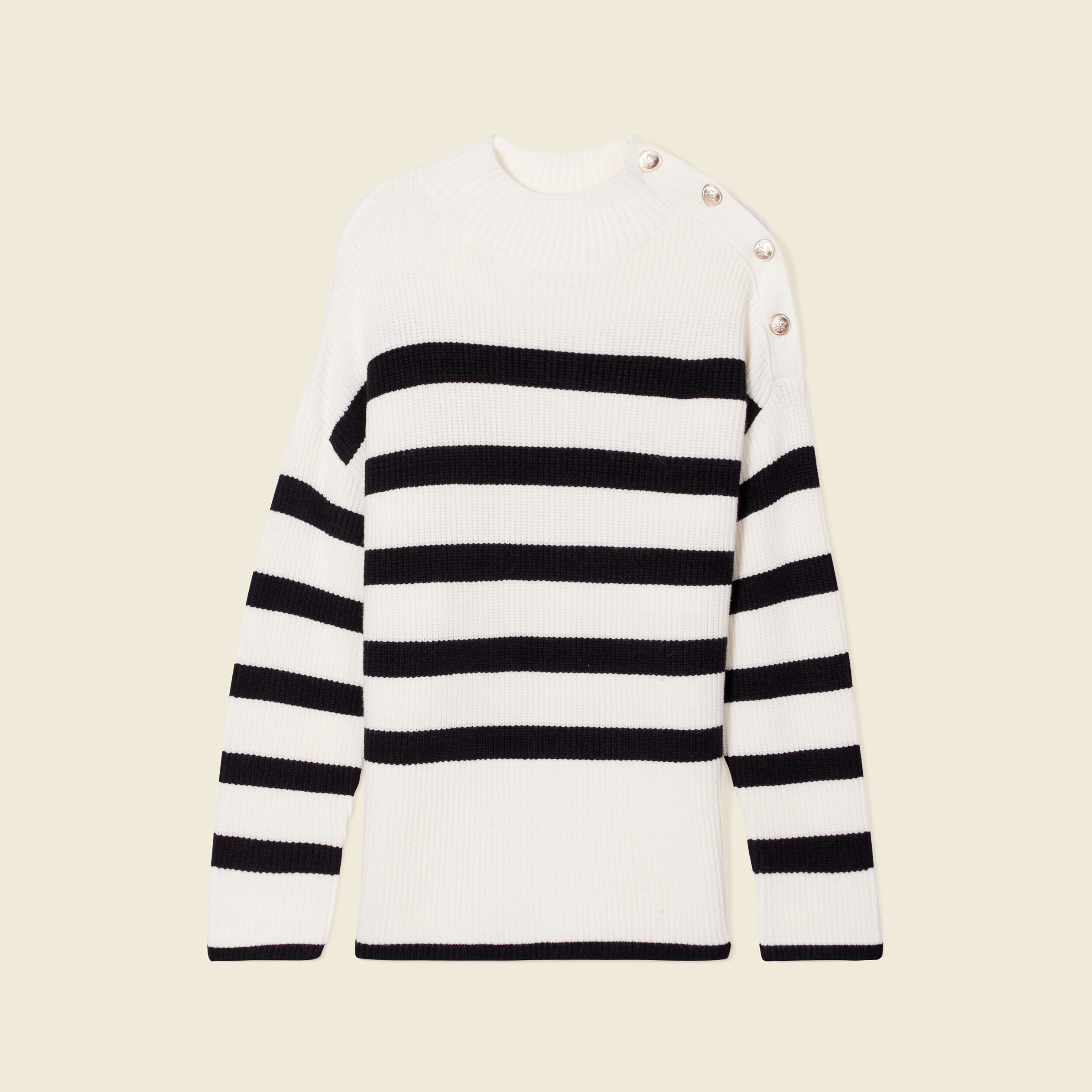 Pull manches longues à boutons ecru femme
