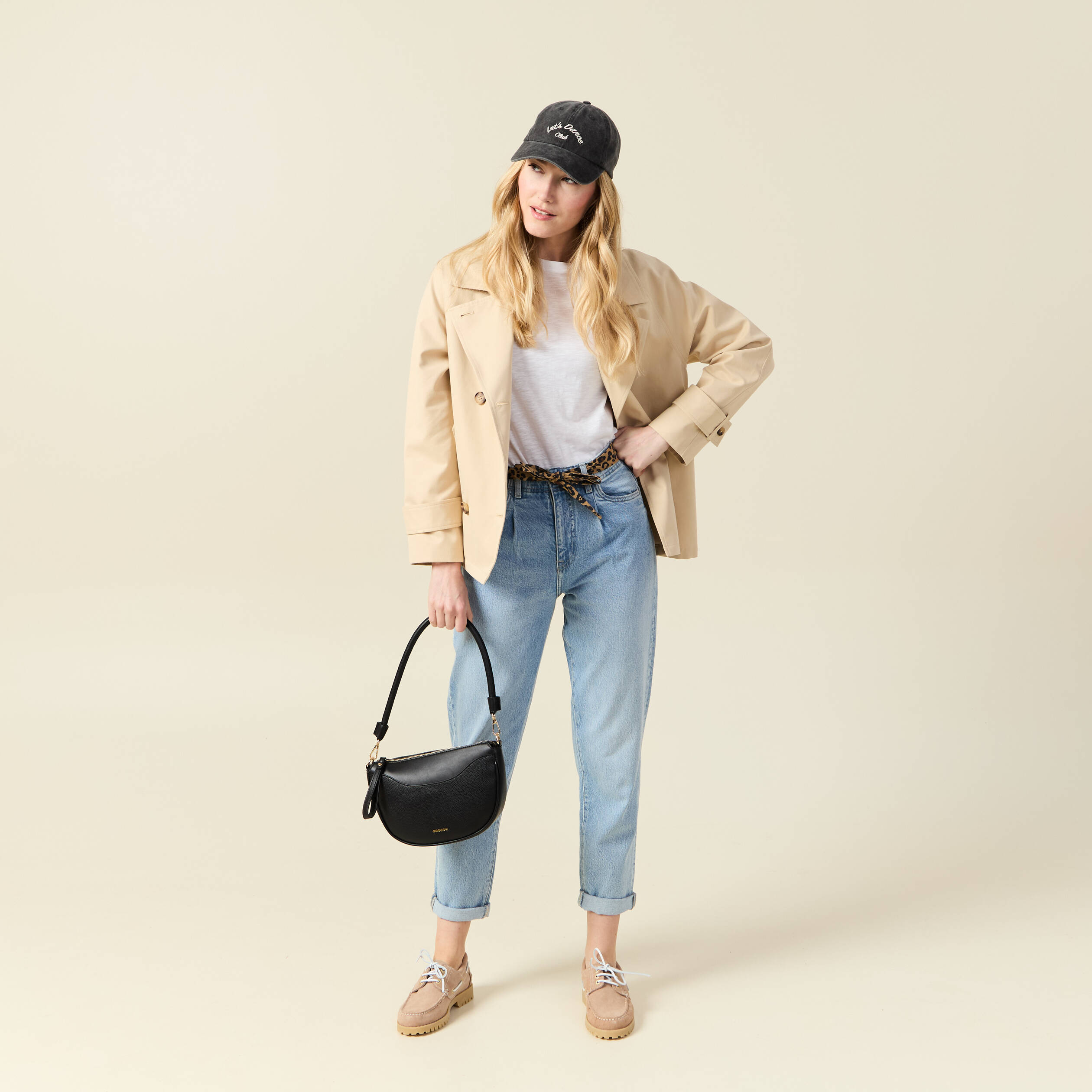 jeans mom ceinture foulard denim bleach femme Jeans mom ceinture foulard denim bleach femme