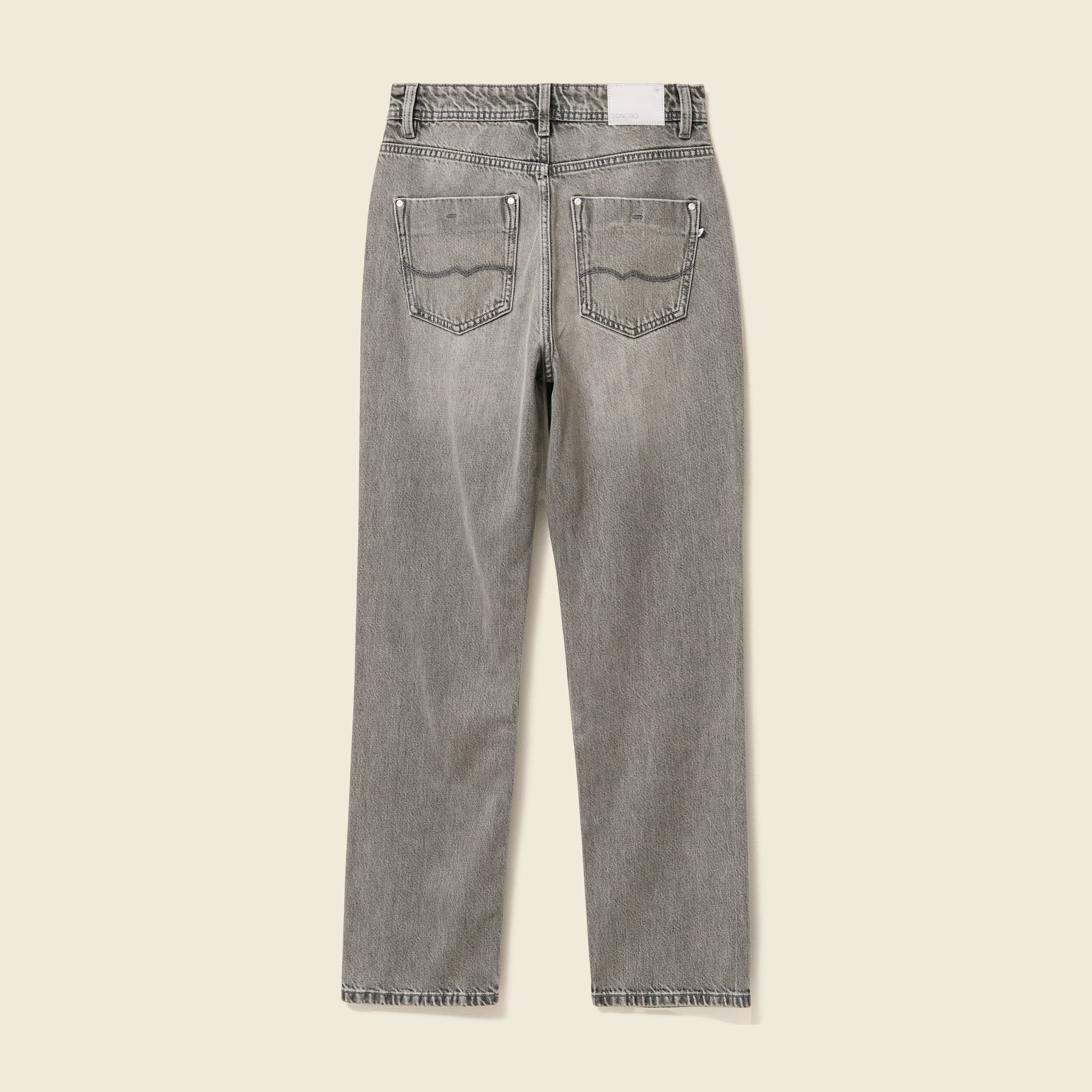 jeans straight taille haute 78eme denim gris clair femme Jeans straight taille haute 7/8ème denim gris clair femme