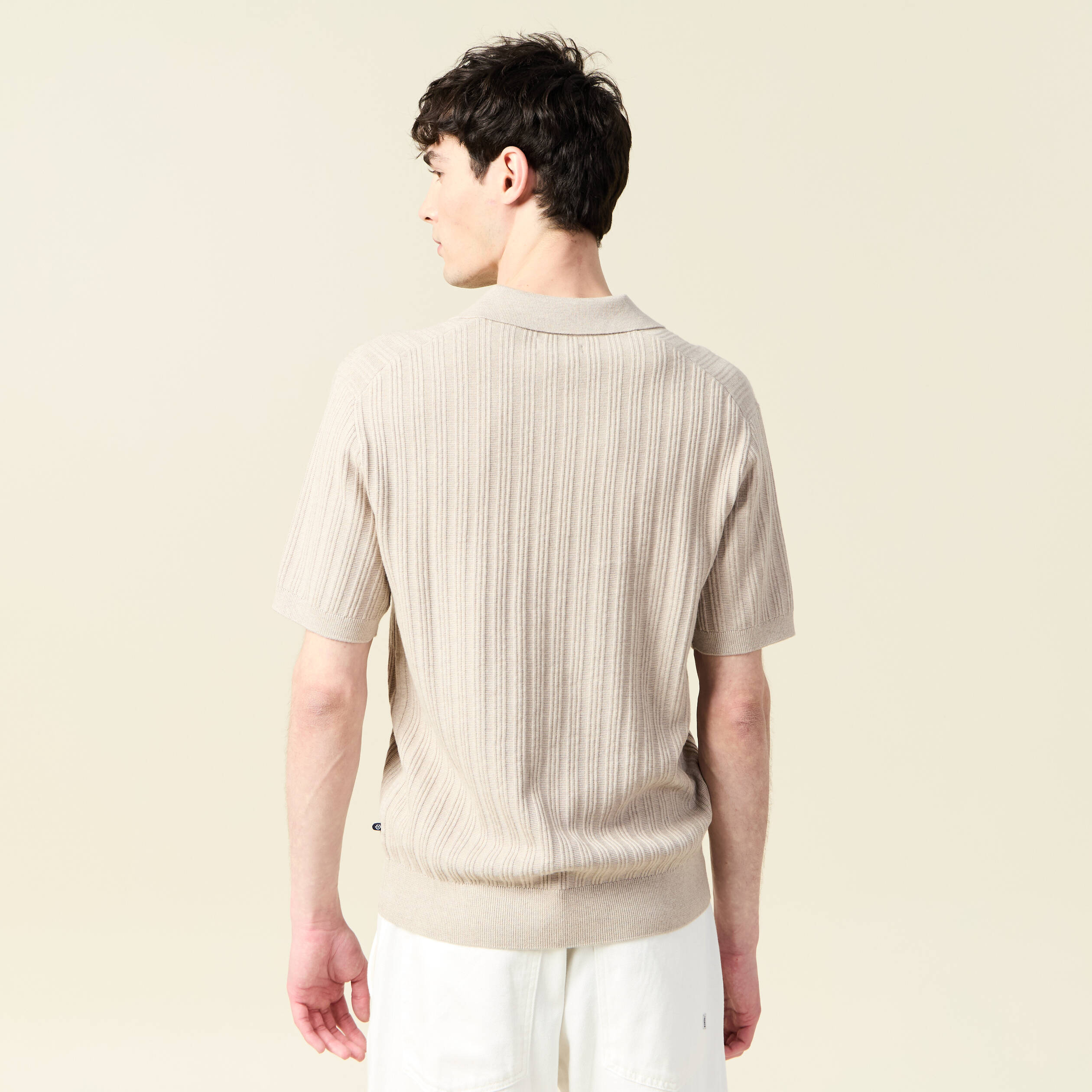 Polo manches courtes beige homme