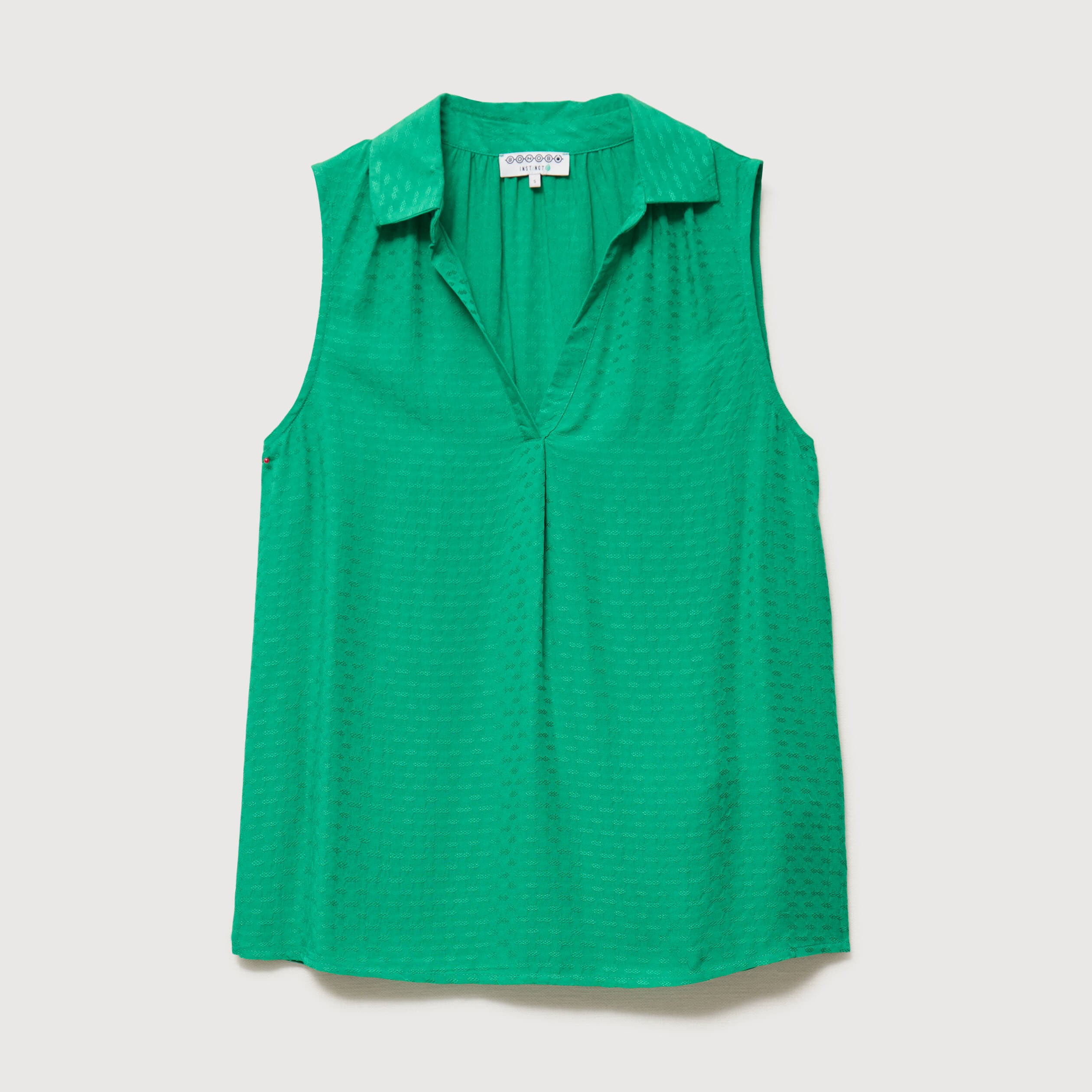 Top sans manches col tailleur vert femme