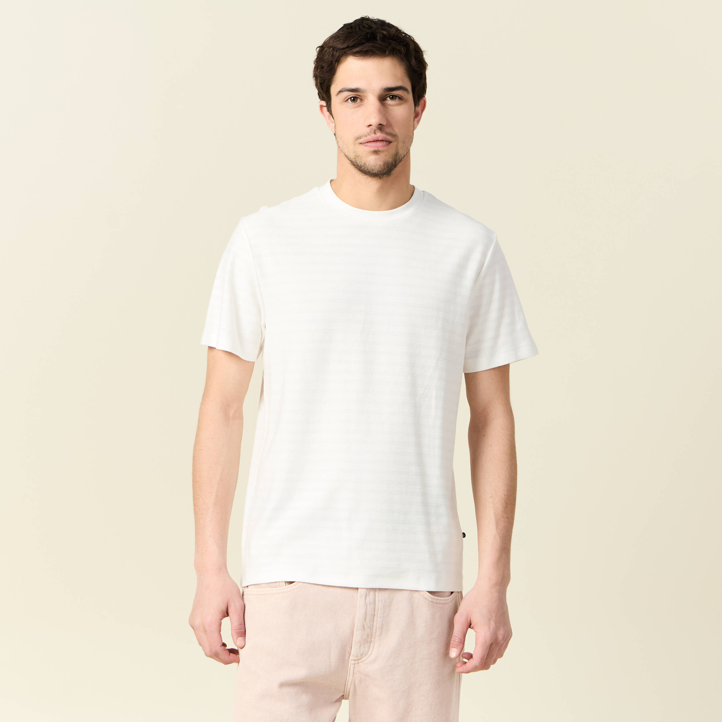t shirt manches courtes ecru homme T-shirt manches courtes ecru homme