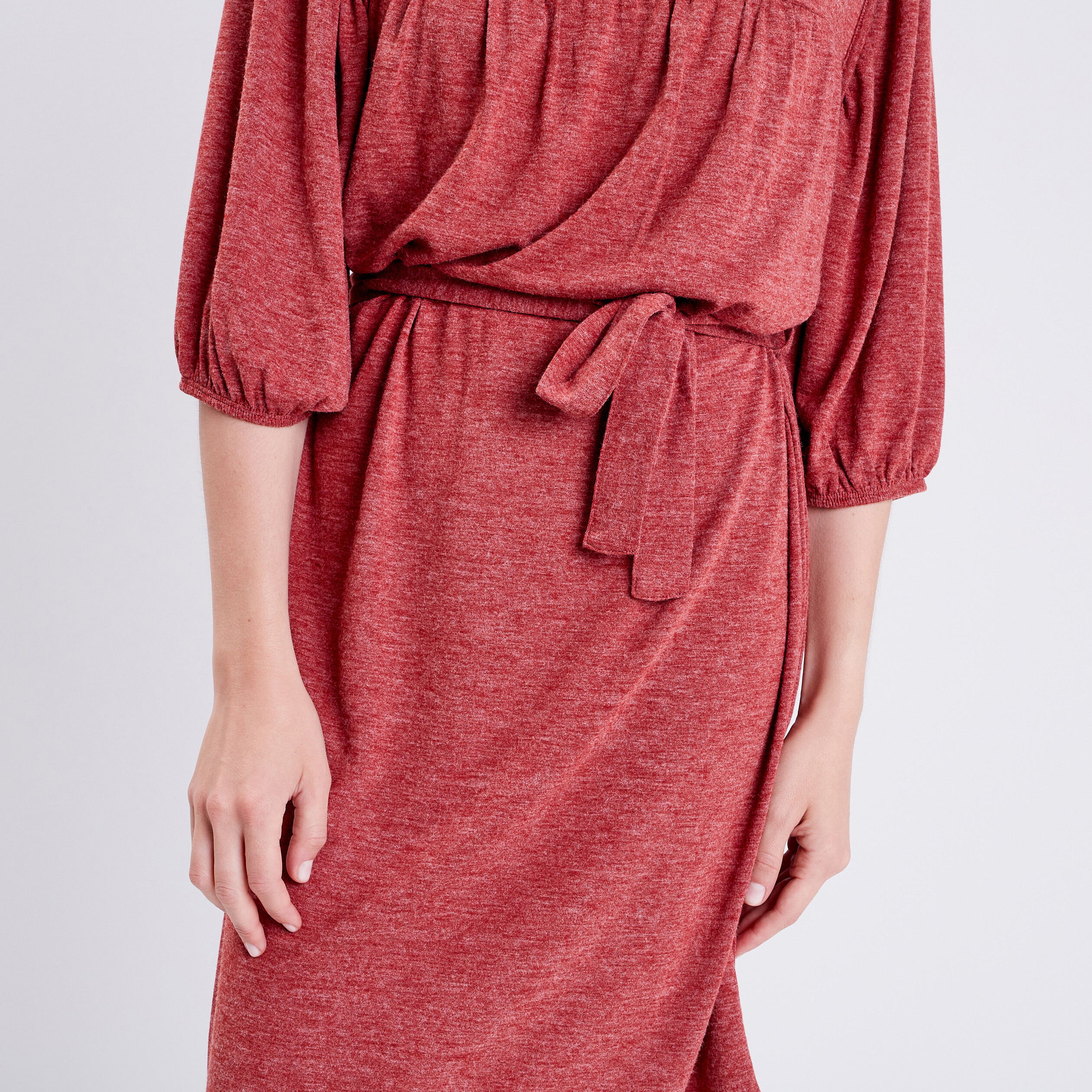 Robe droite ceintur e orange fonc femme