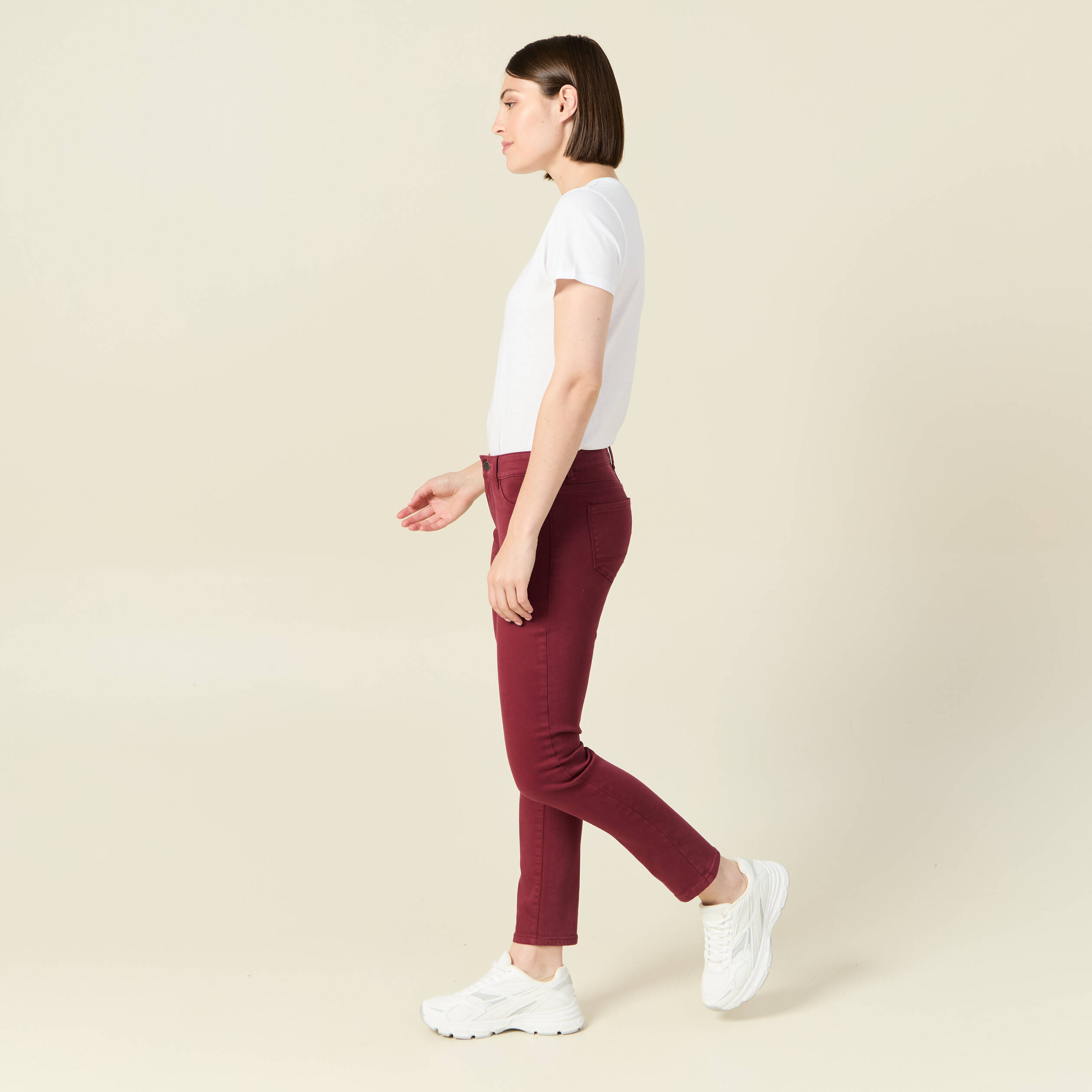 Pantalon slim 7 8eme bordeaux femme Bonobo