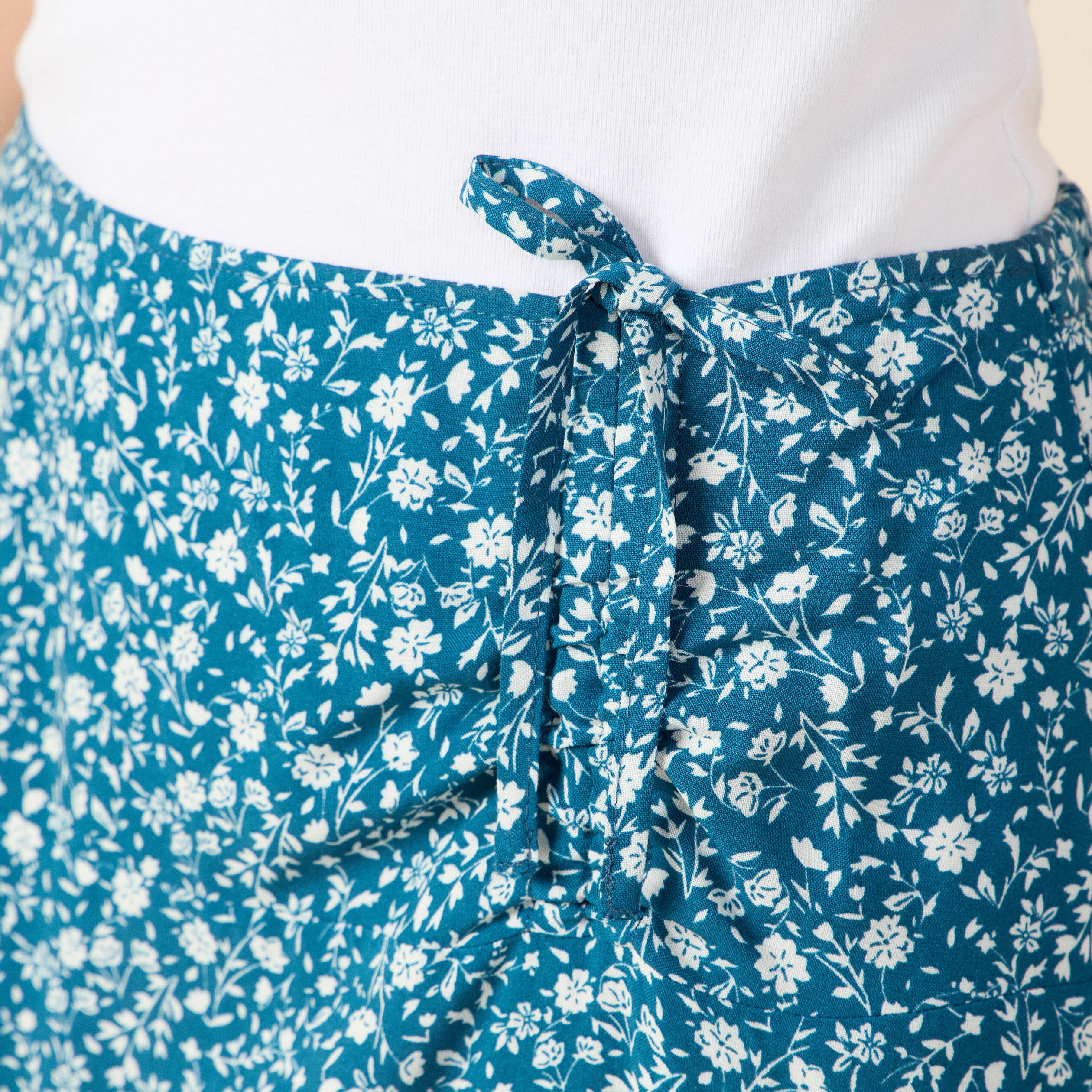 Jupe longue portefeuille bleu femme