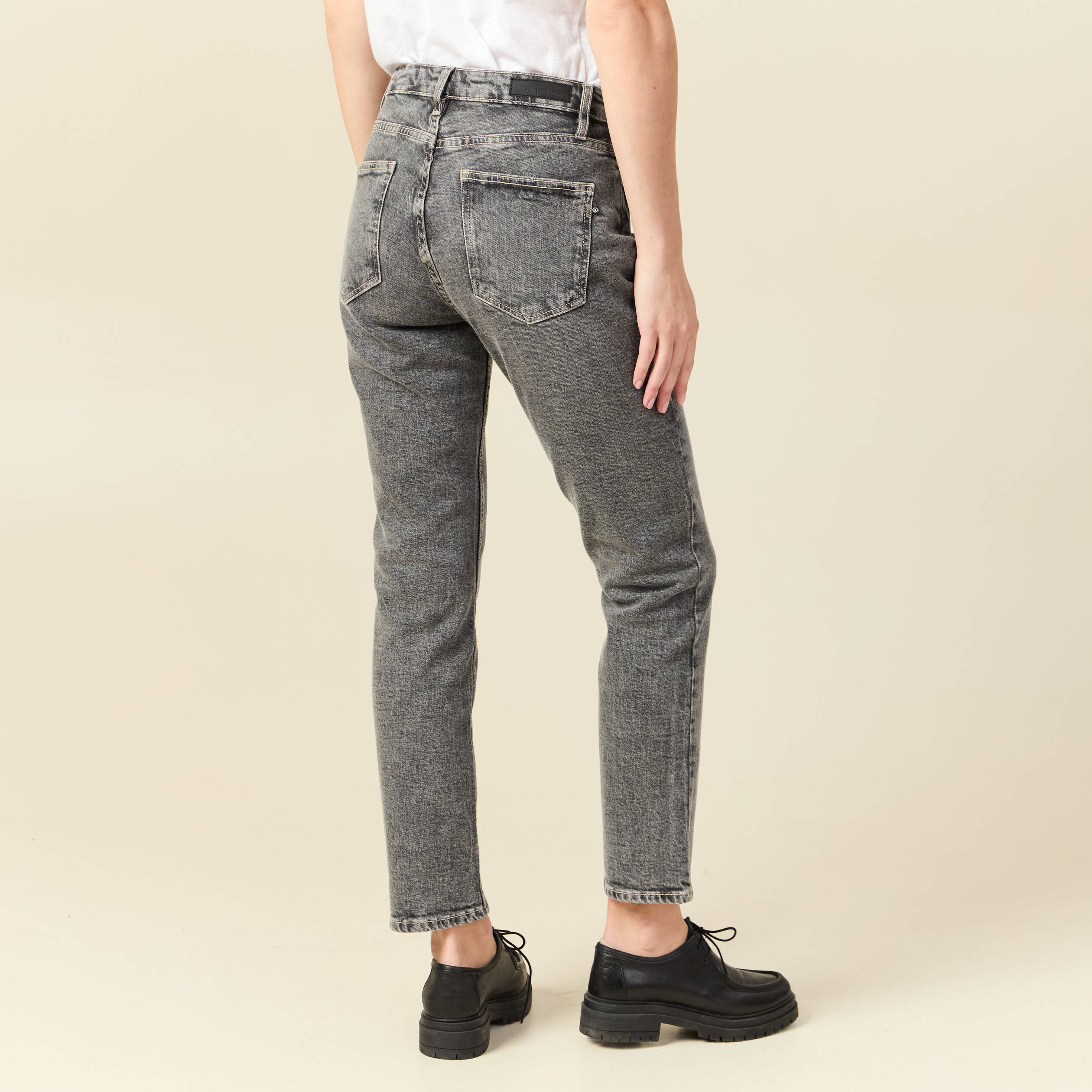 Jeans slim 7/8ème taille haute denim gris femme Bonobo
