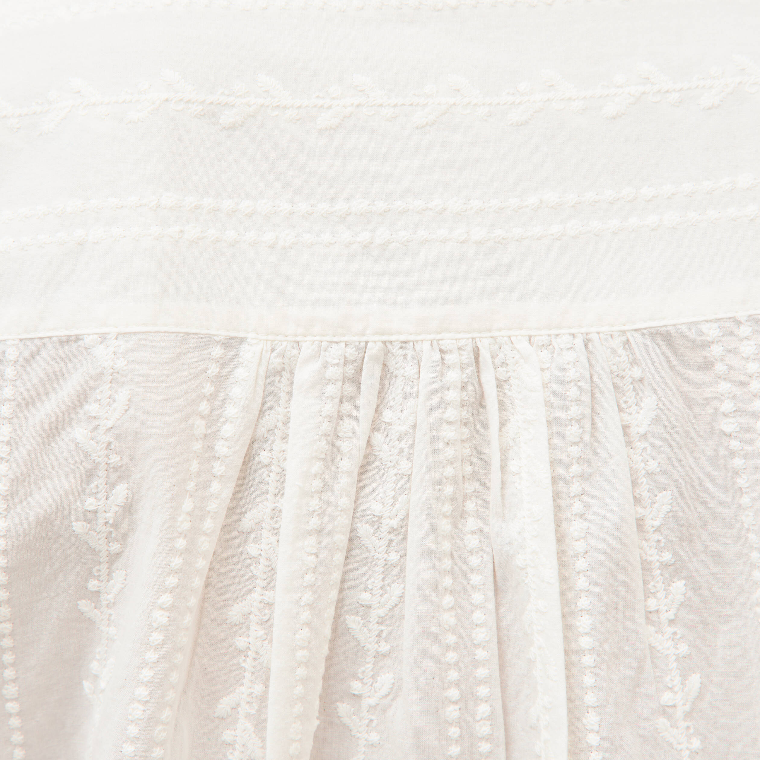 Blouse col mao manches longues en coton ecru femme