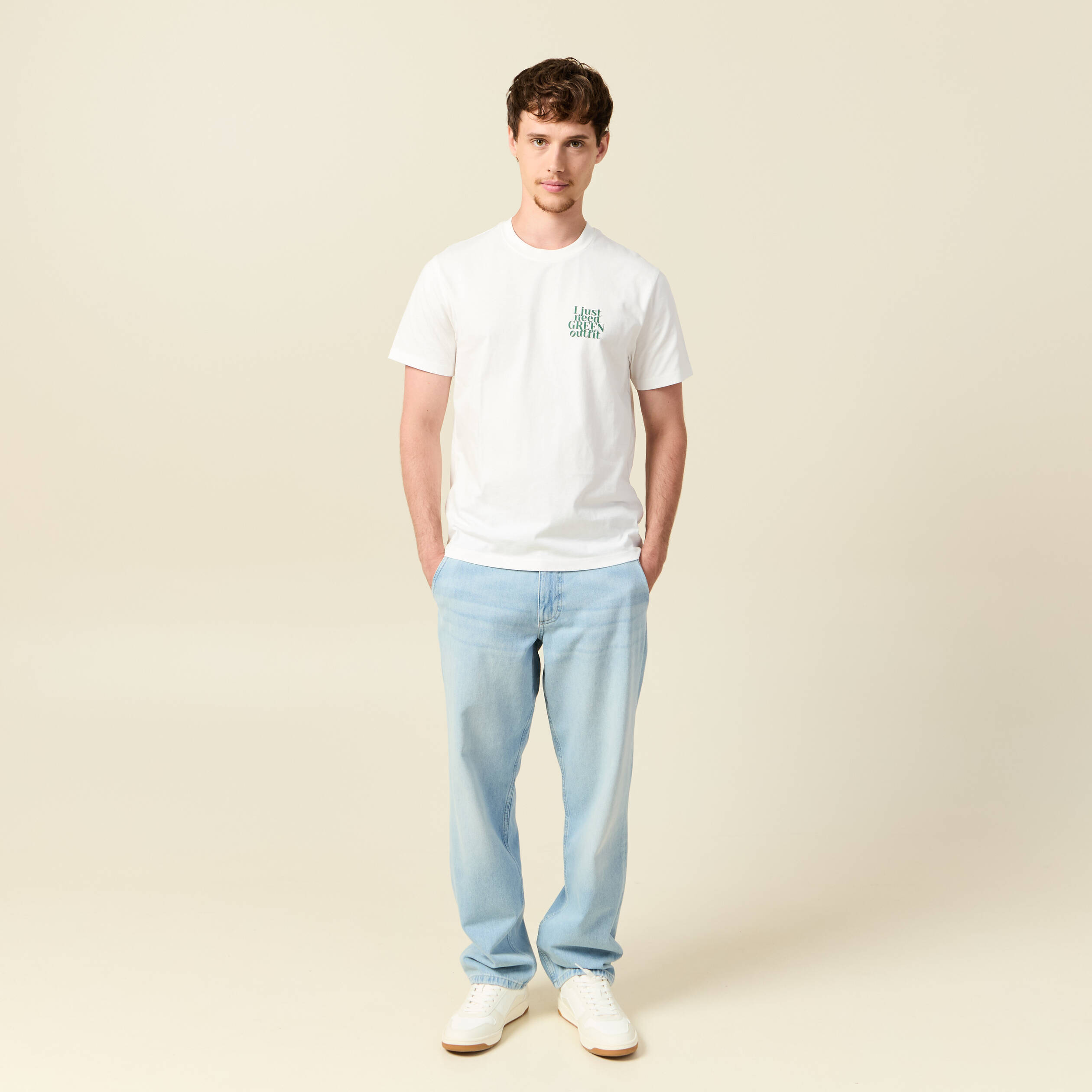 chino droit longueur 32 en coton denim bleach homme Chino droit longueur 32 en coton denim bleach homme