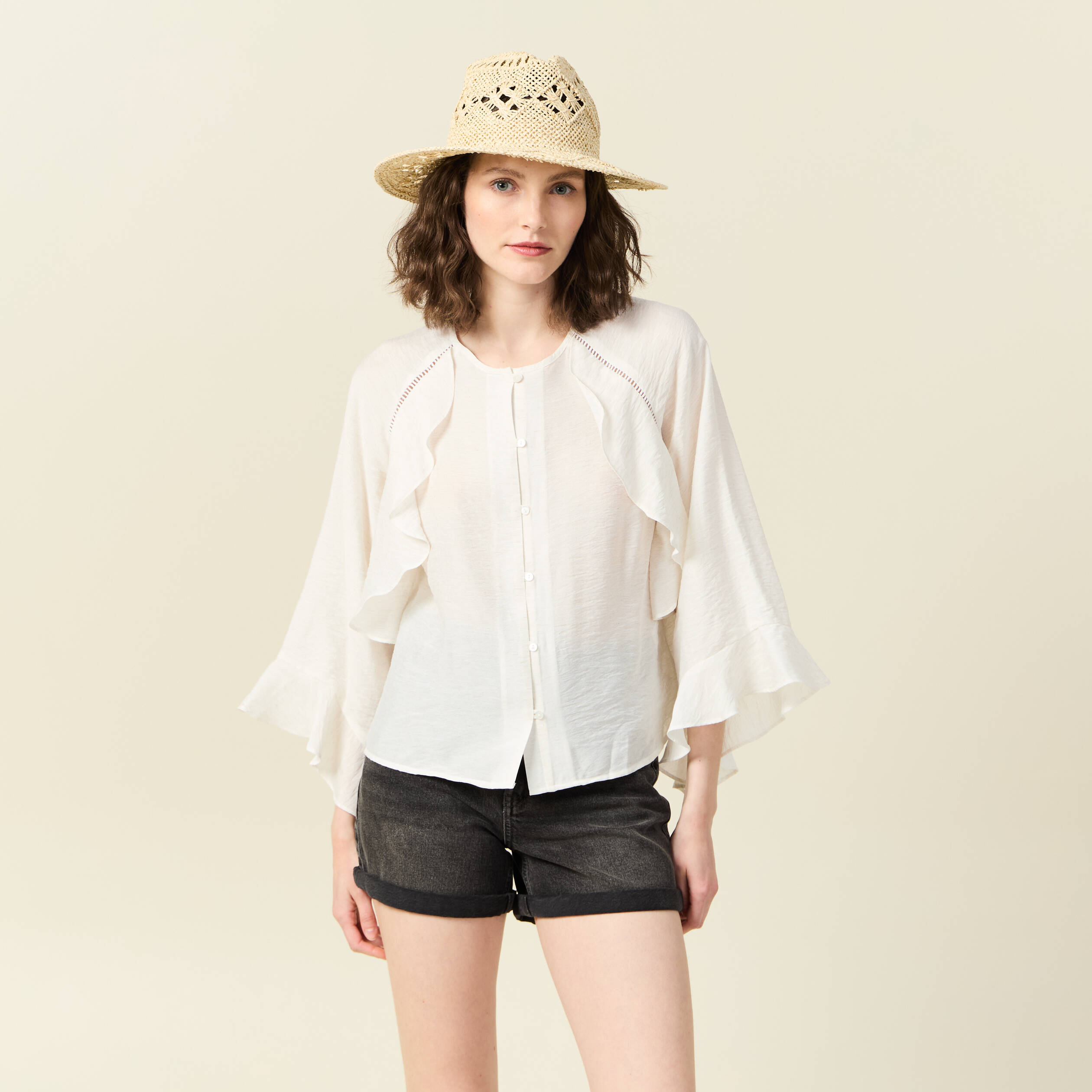 chemise manches longues ecru femme Chemise manches longues ecru femme