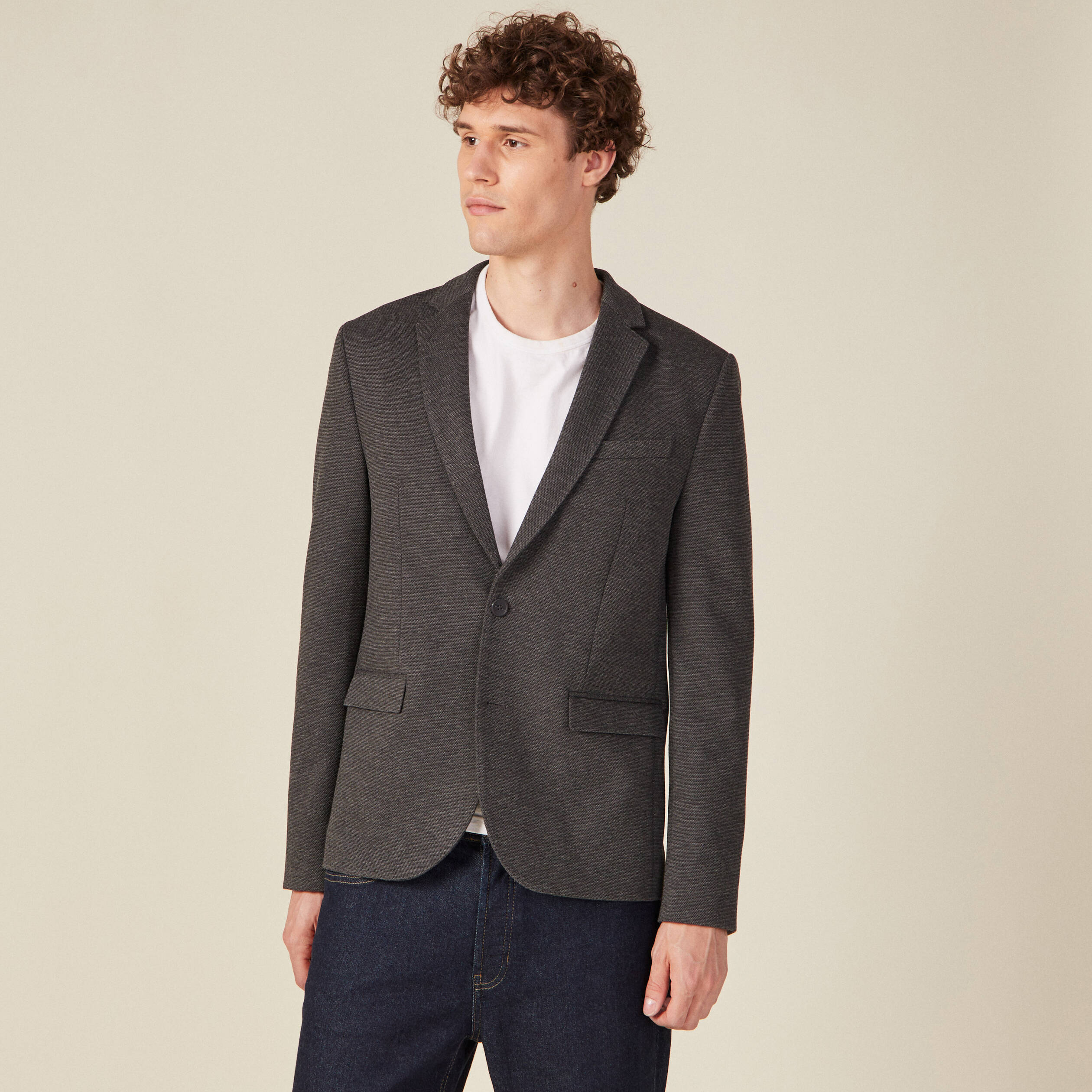 Veste esprit blazer droite gris homme