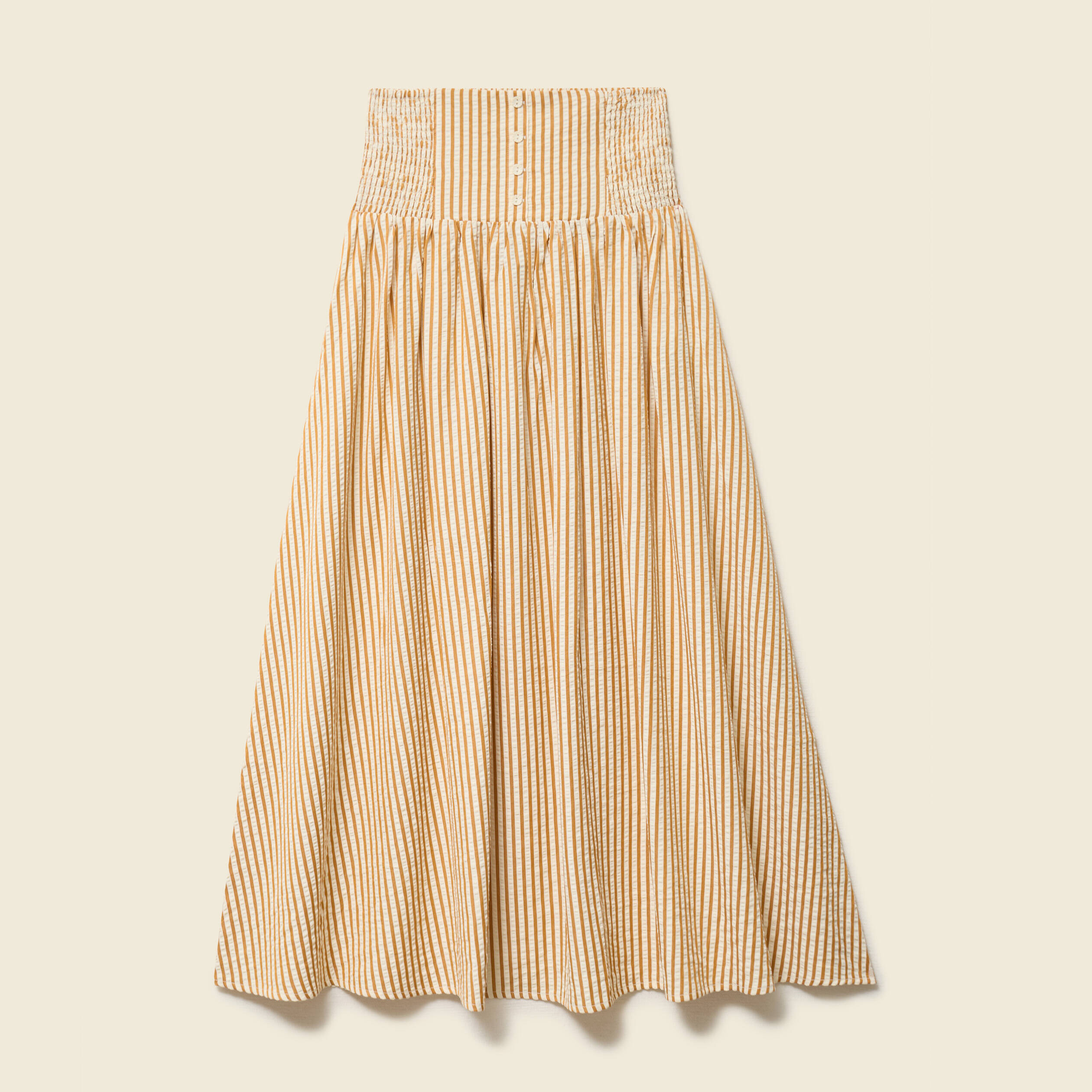 Jupe longue &eacute;vas&eacute;e taille haute beige moyen femme
