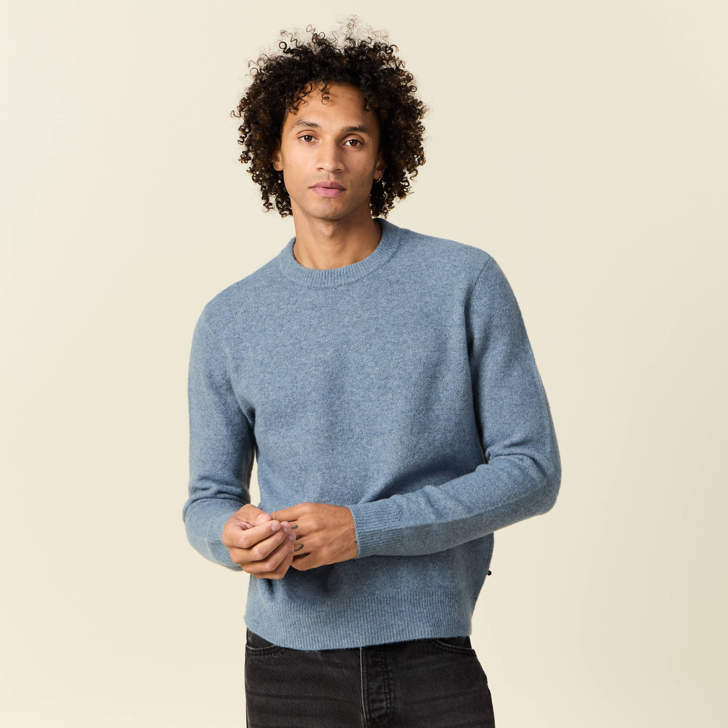pull manches longues col rond bleu gris homme Pull manches longues col rond bleu gris homme