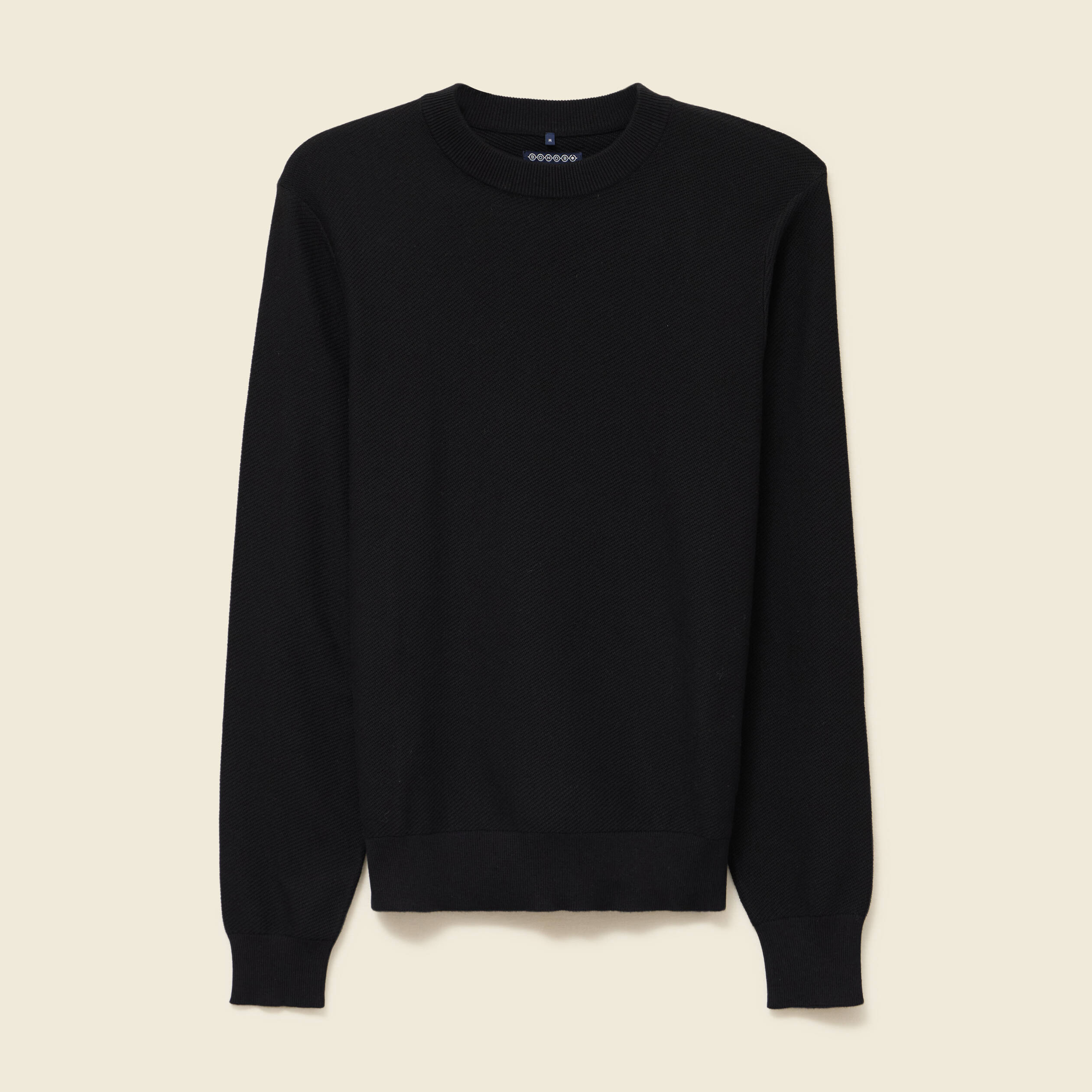 Pull col rond manches longues noir homme