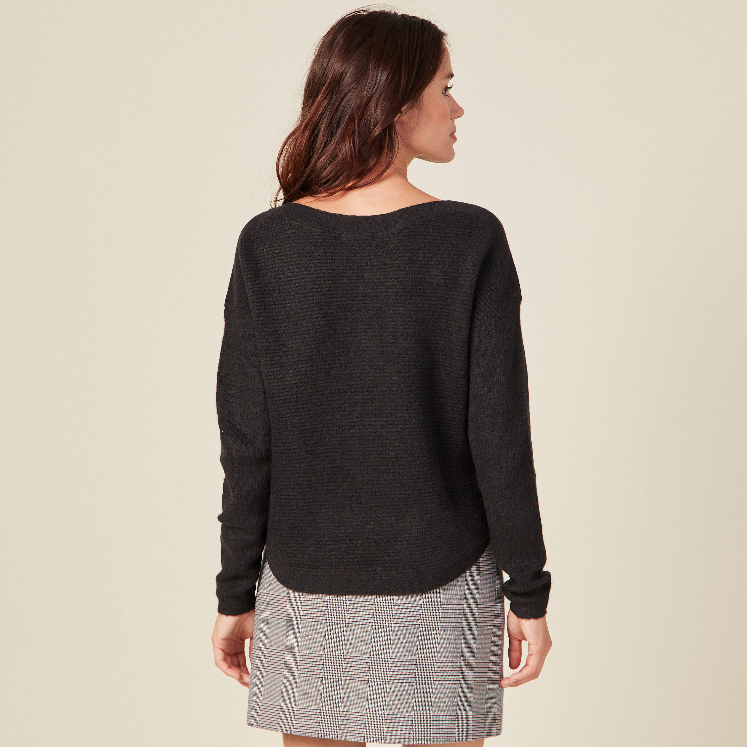 Pull manches longues noir femme