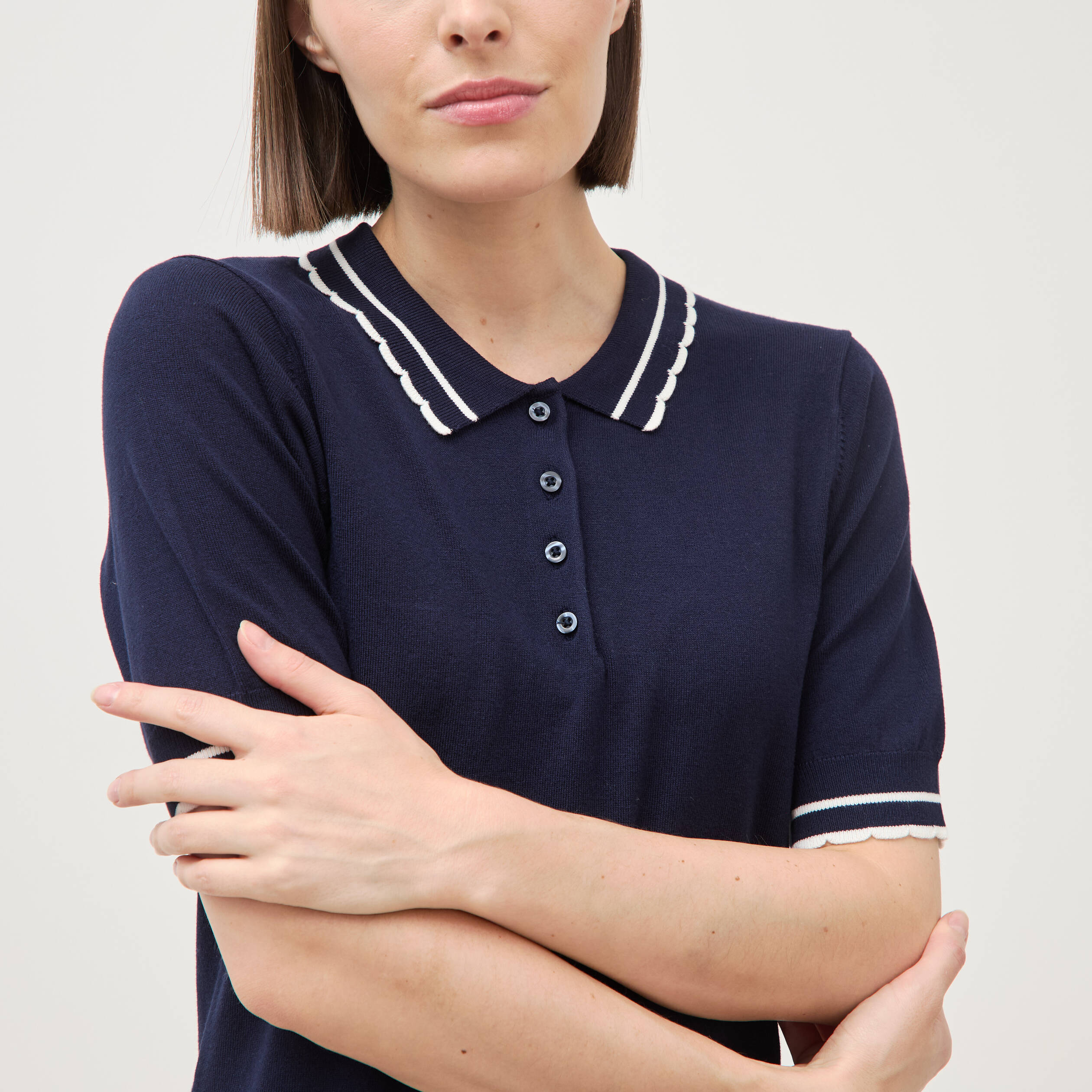 Polo manches courtes bleu marine femme