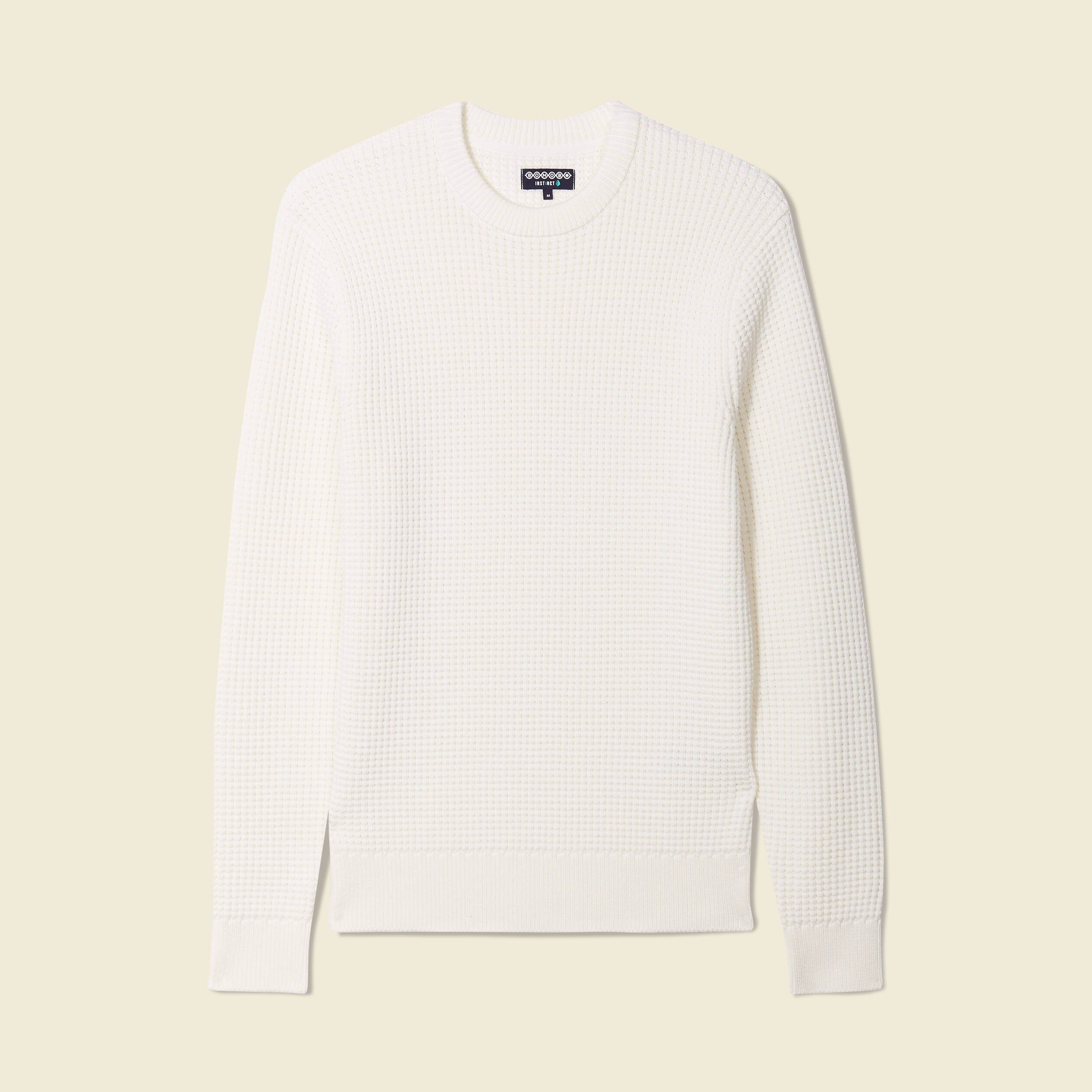 Pull manches longues col rond ecru homme