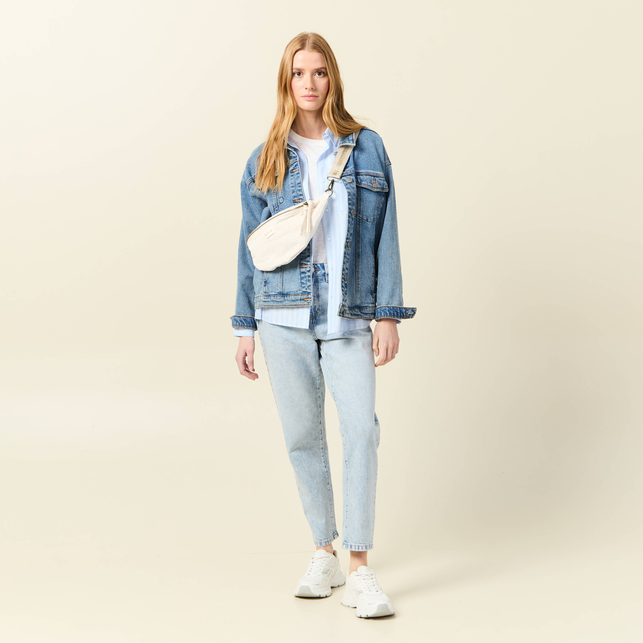 jeans mom 78eme denim snow bleu femme Jeans mom 7/8ème denim snow bleu femme