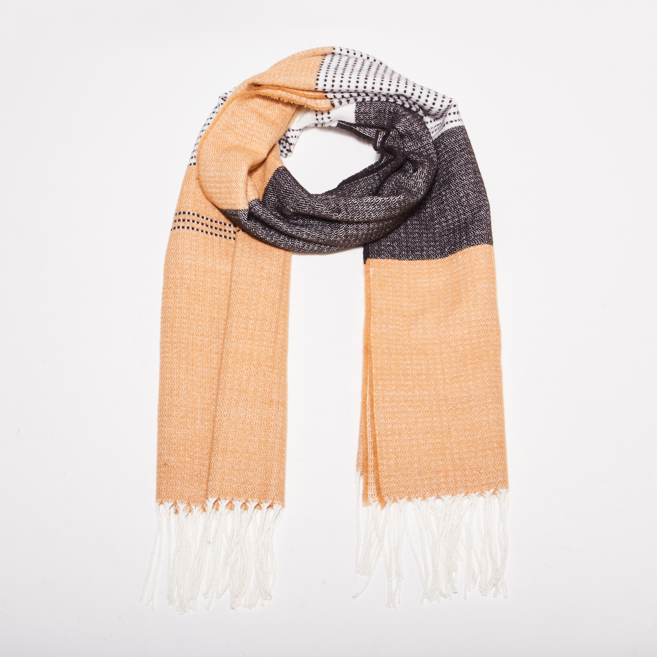 Écharpe à franges marron femme