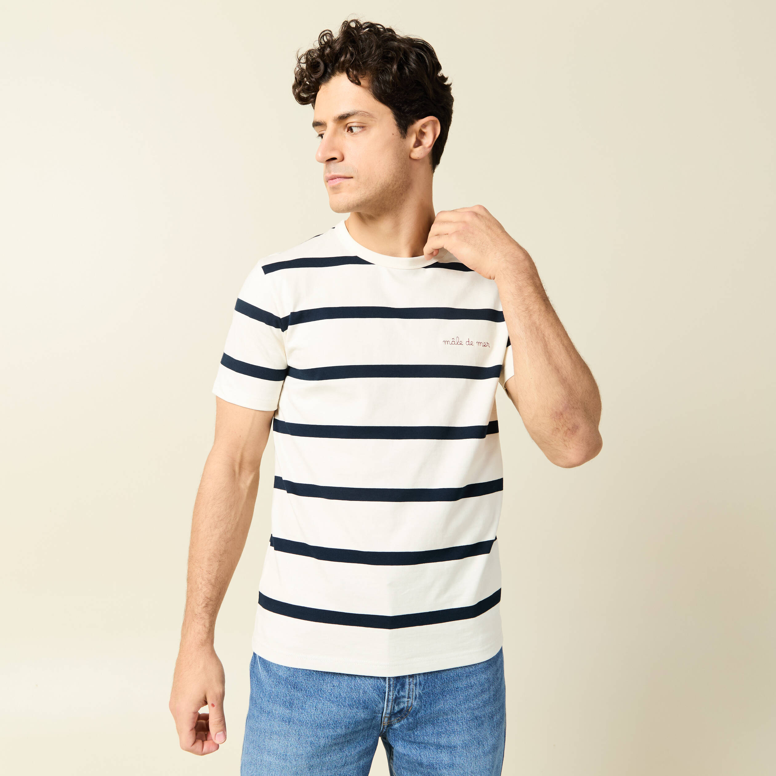 T-shirt manches courtes ecru homme