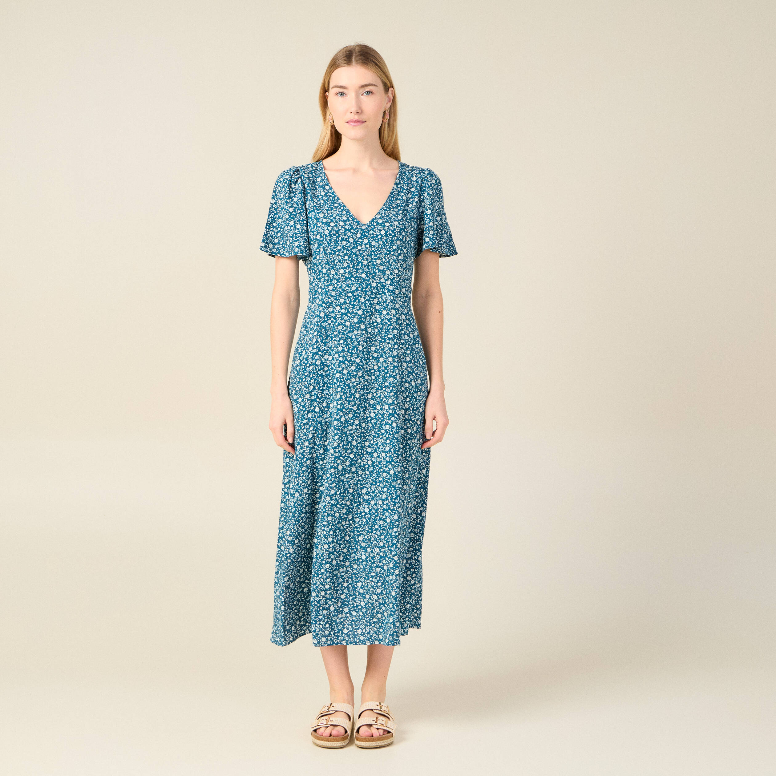 robe longue eco responsable bleu femme Robe longue éco-responsable bleu femme
