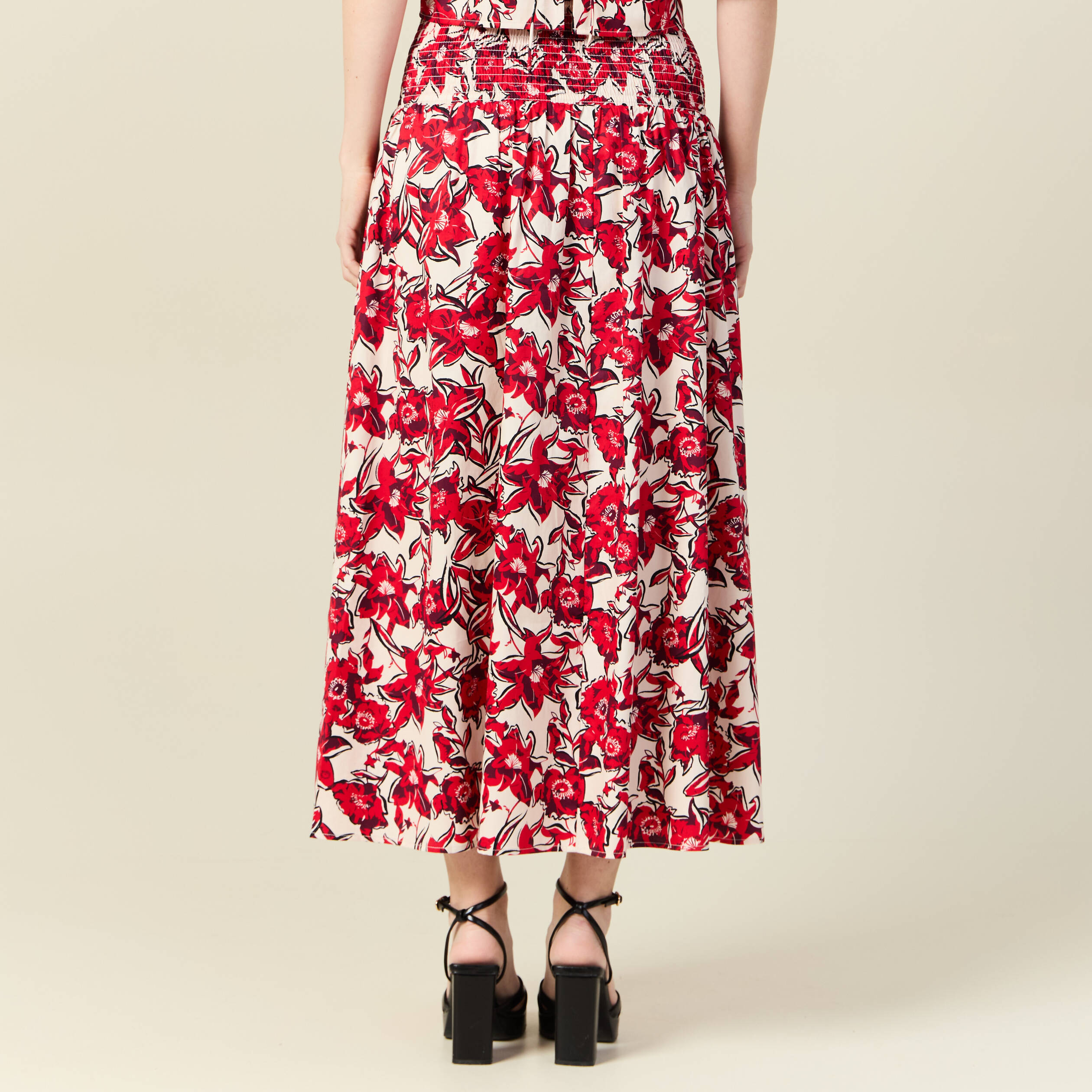 jupe longue evasee rouge femme Jupe longue évasée rouge femme