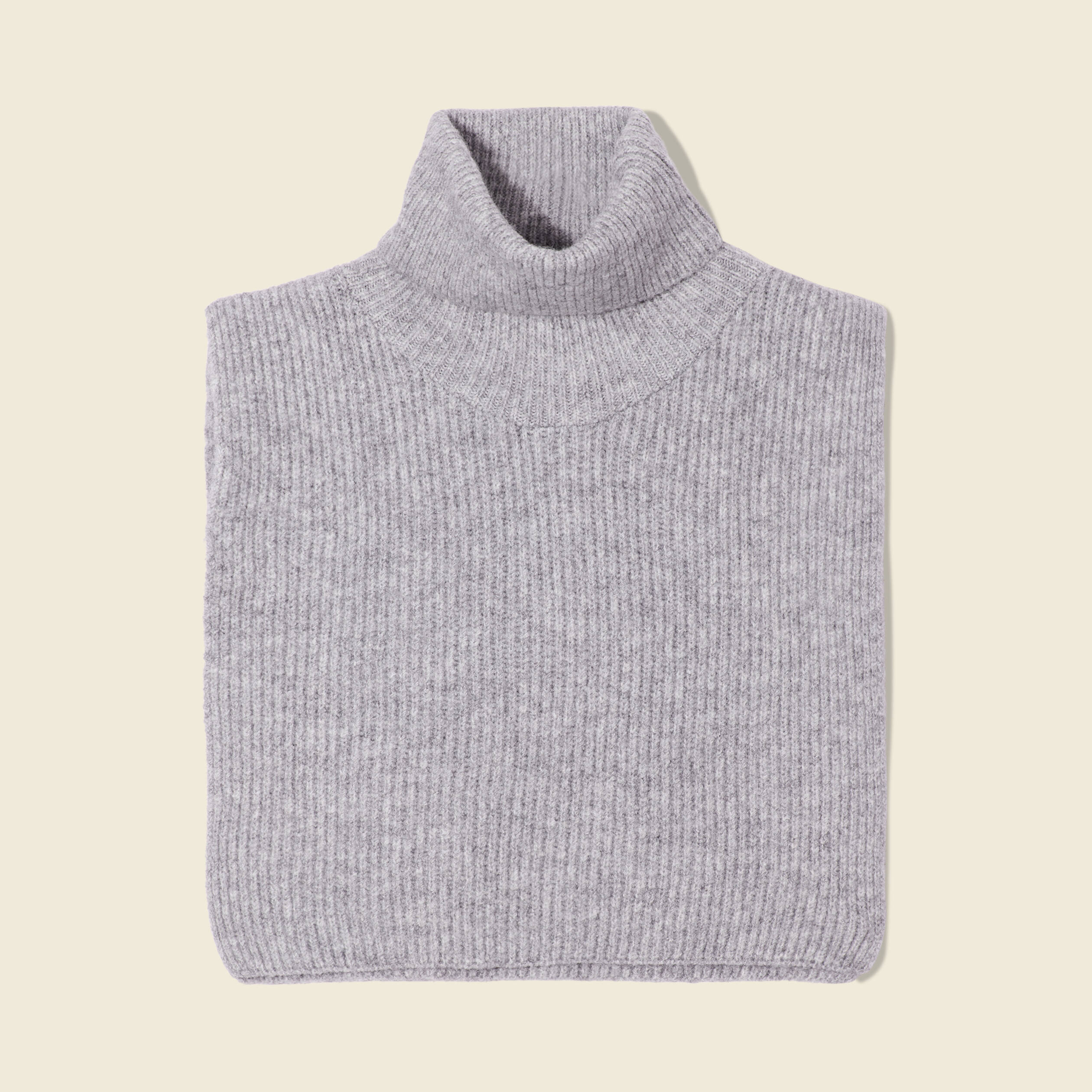 Col roulé tricoté gris clair femme