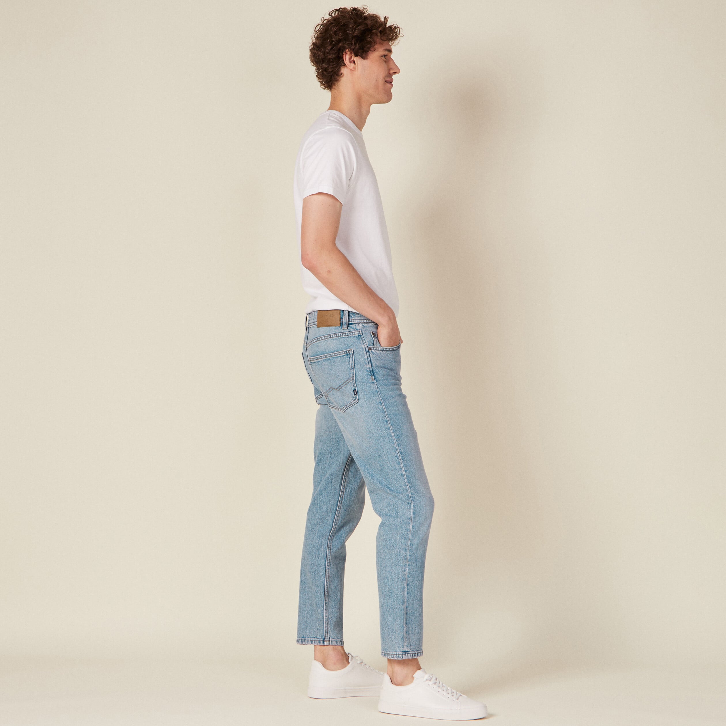 Jeans slim 5 poches denim bleach homme