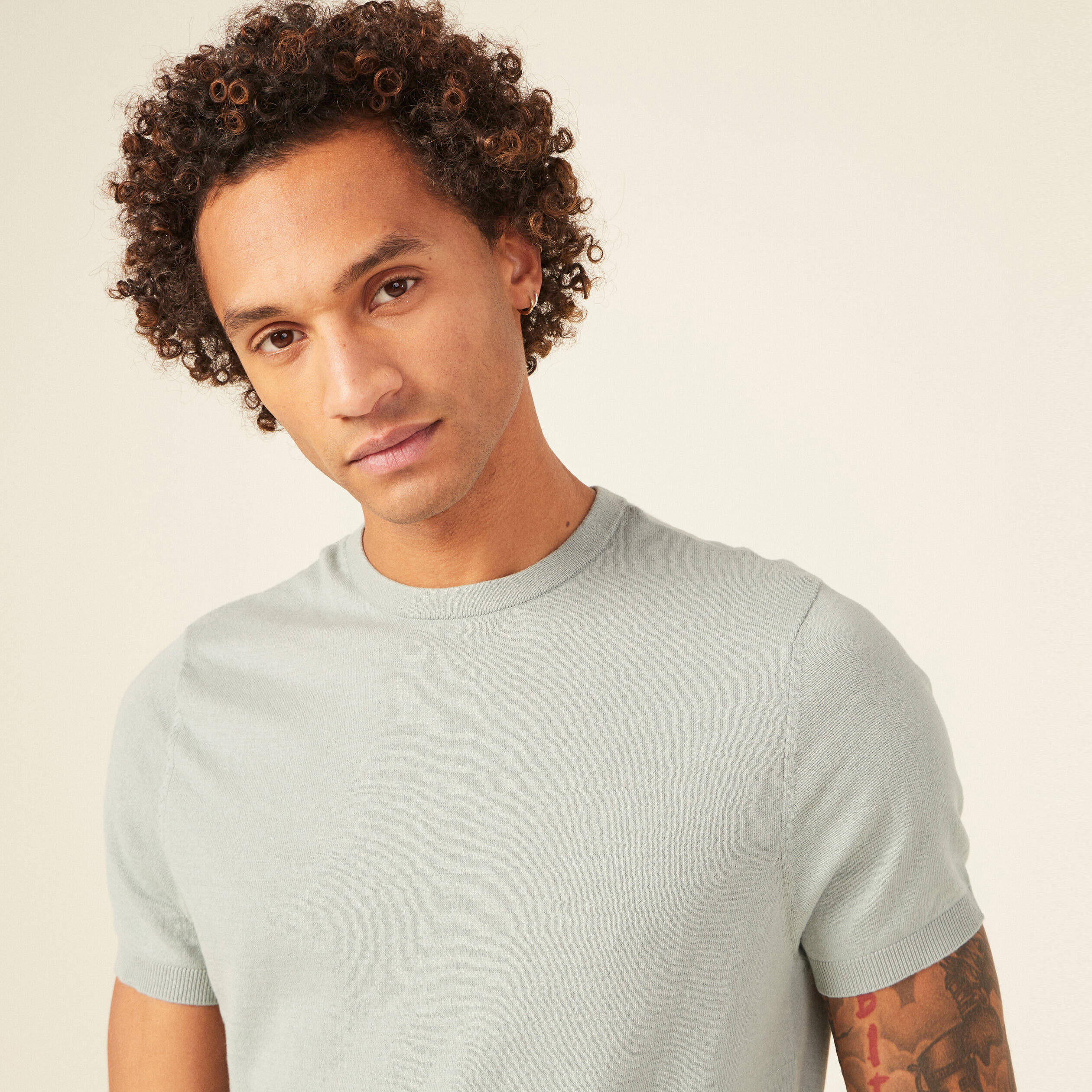t shirt manches courtes bleu gris homme T-shirt manches courtes bleu gris homme