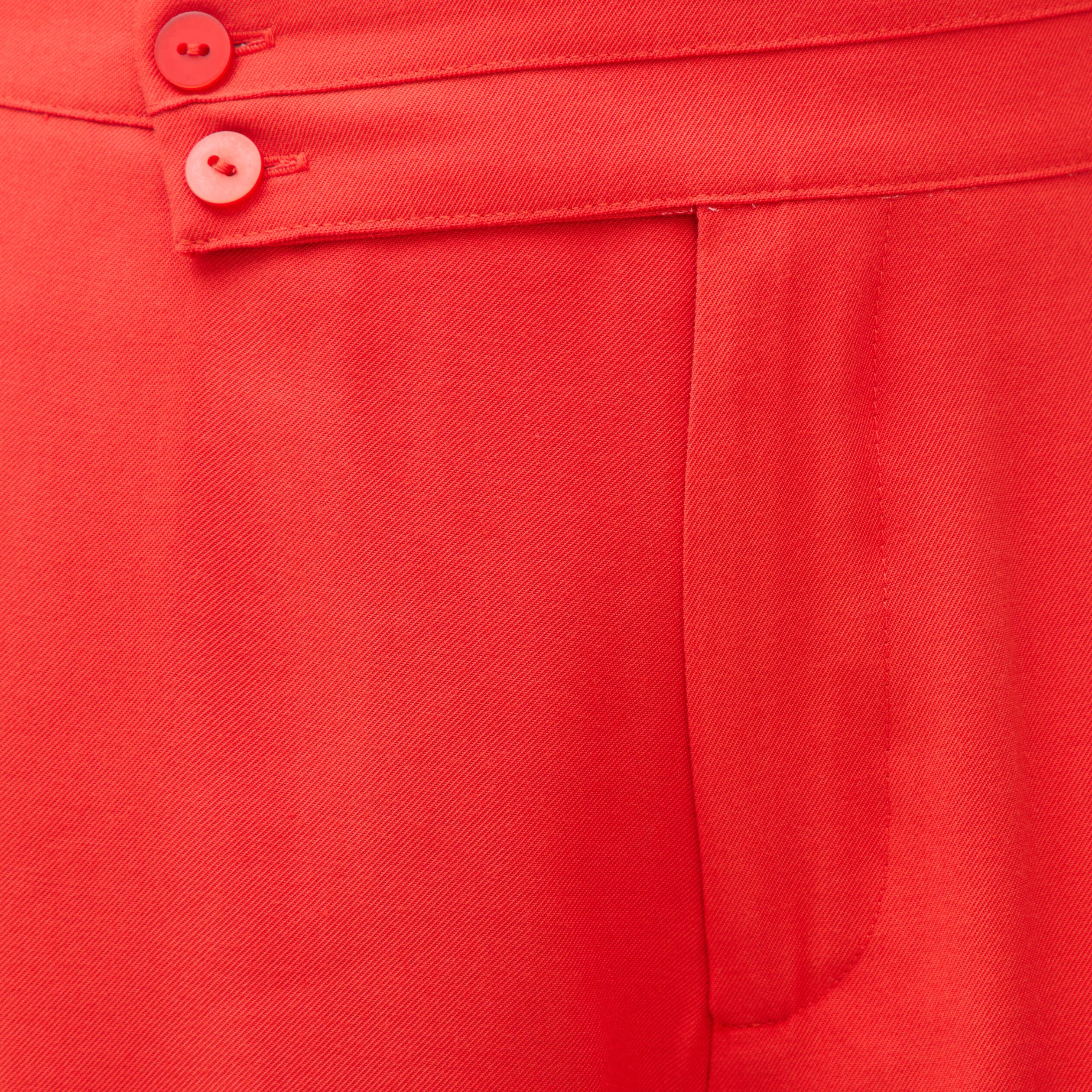 Pantalon large taille haute ceinture rouge femme