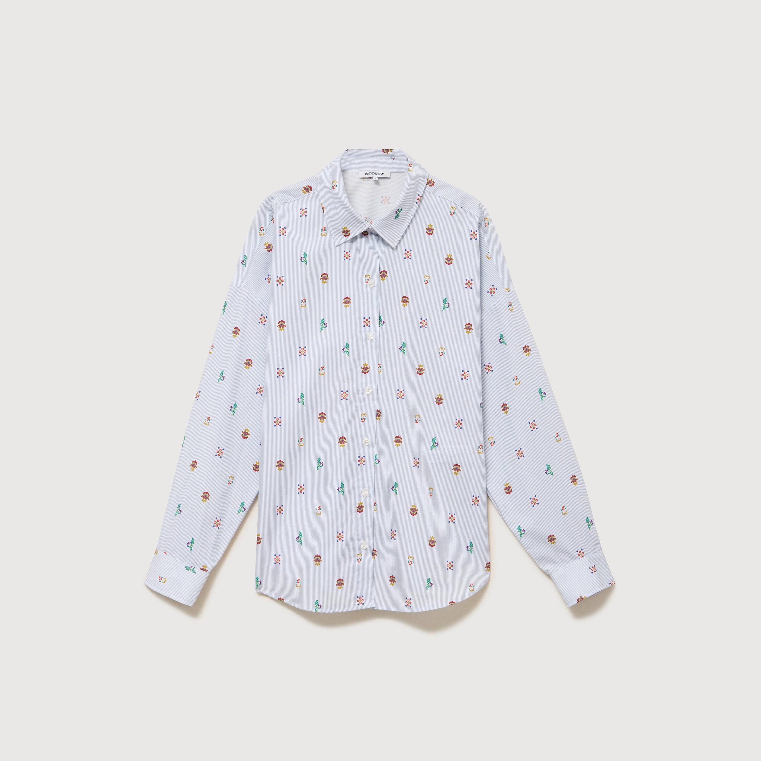 Chemise ample en coton manches longues multicolore femme