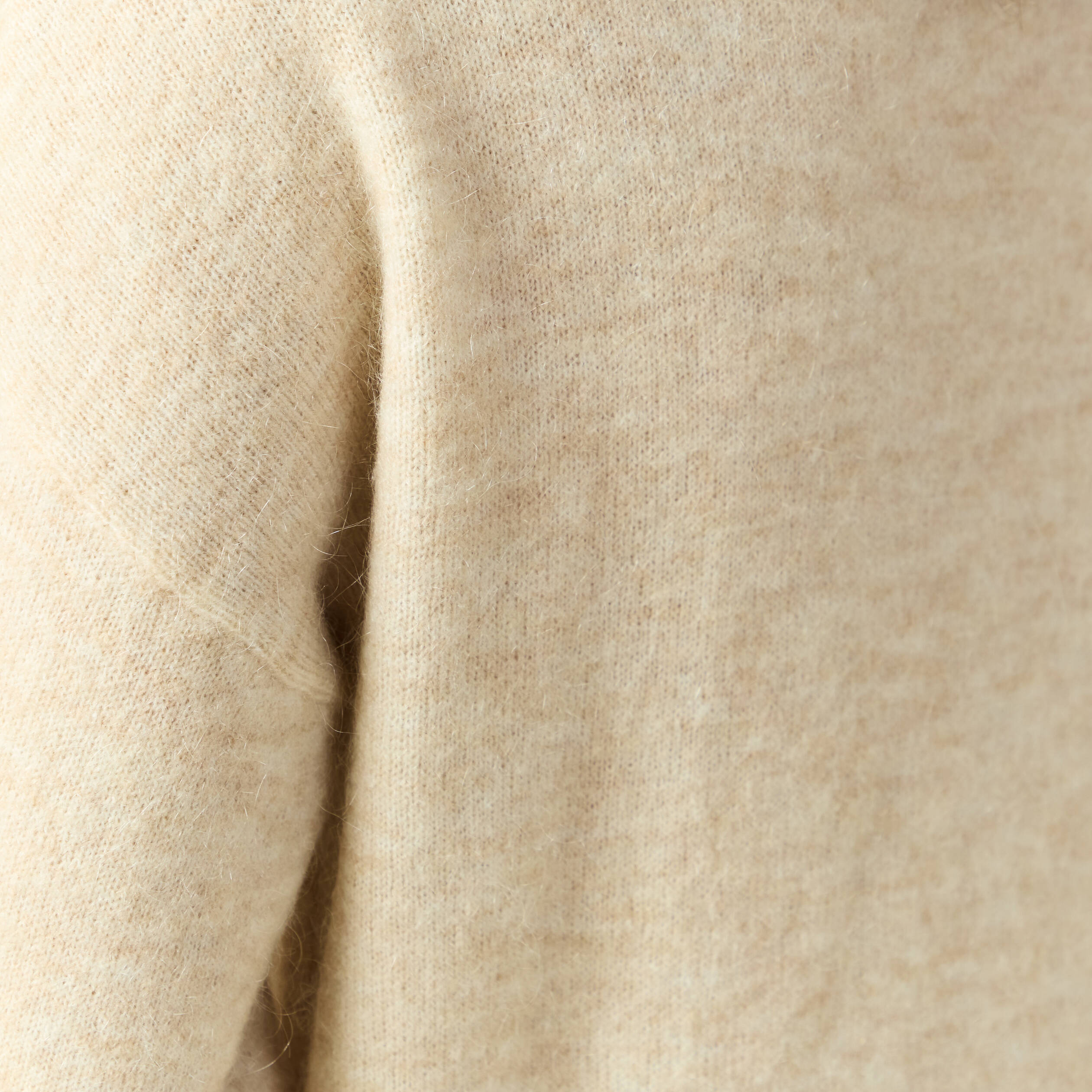 Pull col rond manches longues beige femme