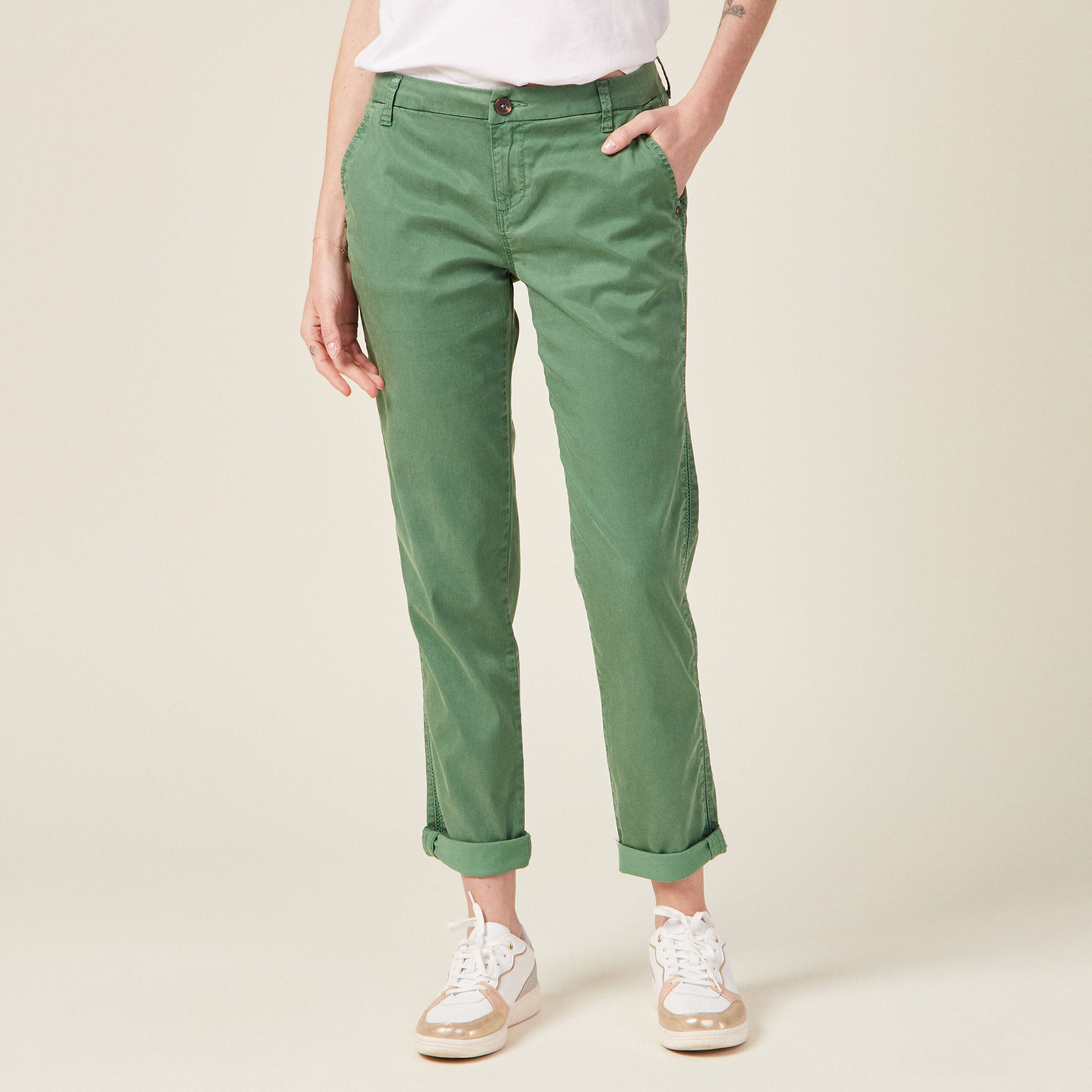 Pantalon chino Instinct vert femme