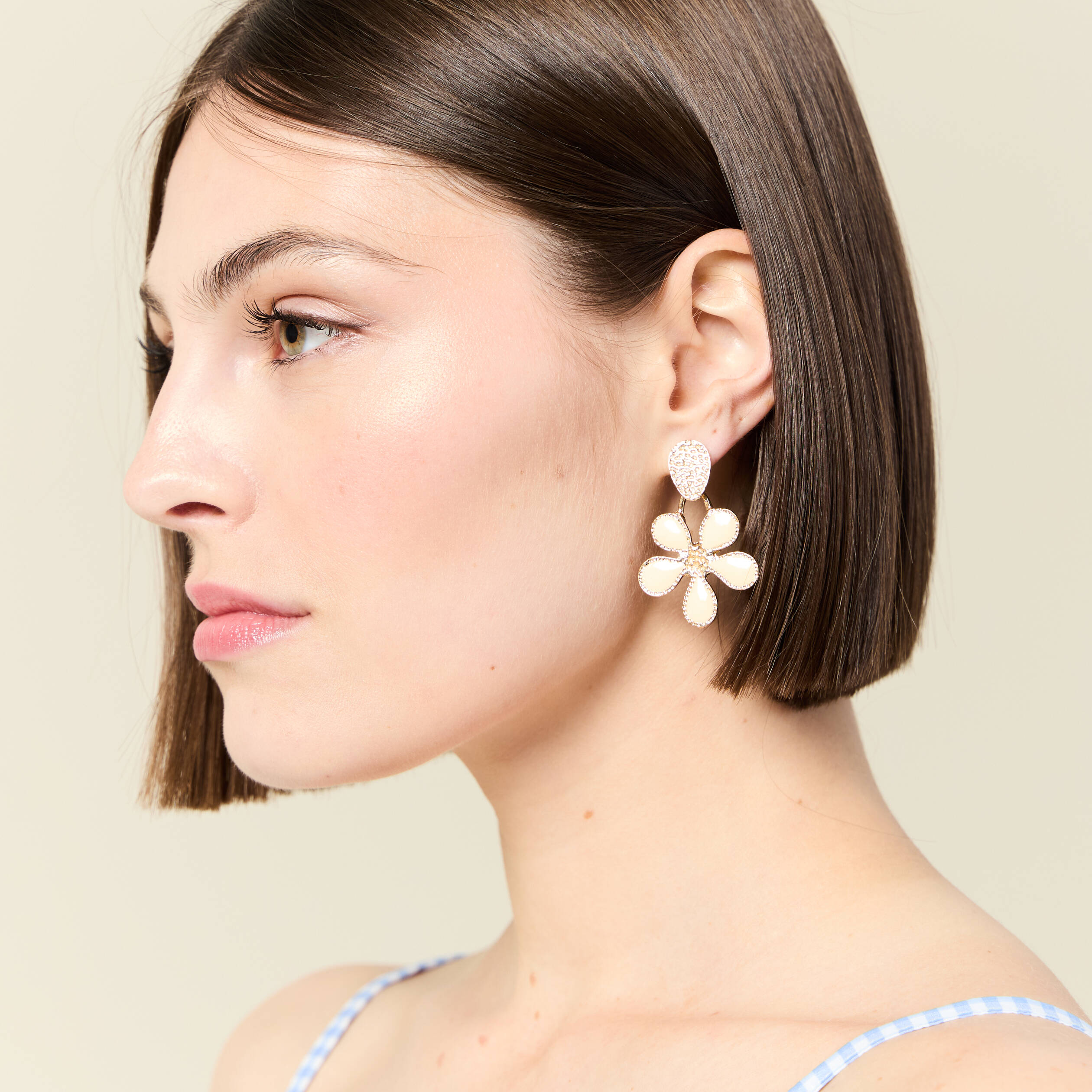 boucles doreilles pendantes ecru femme Boucles d'oreilles pendantes ecru femme