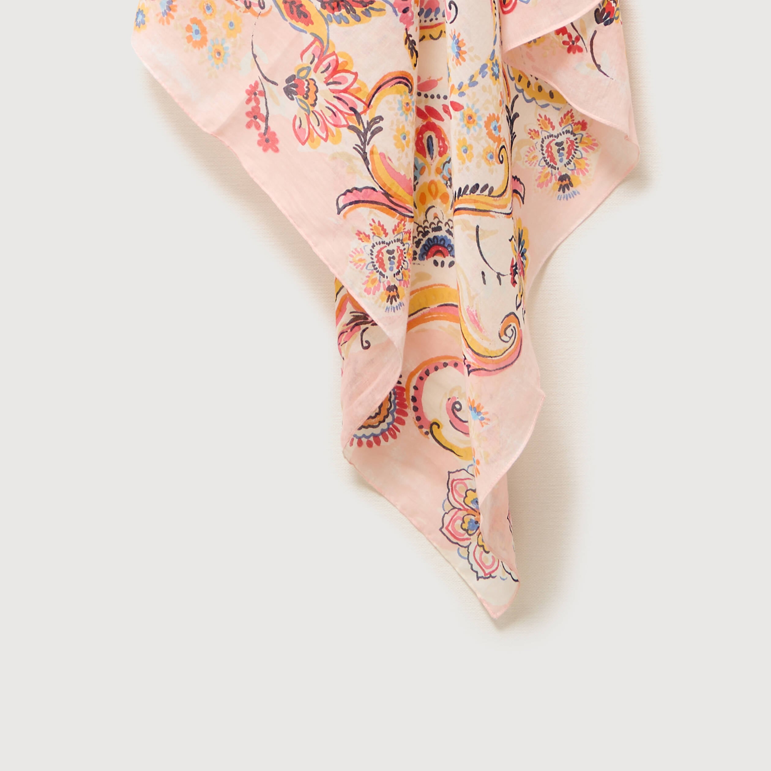 Foulard en coton dentelle satin&eacute;e orange femme