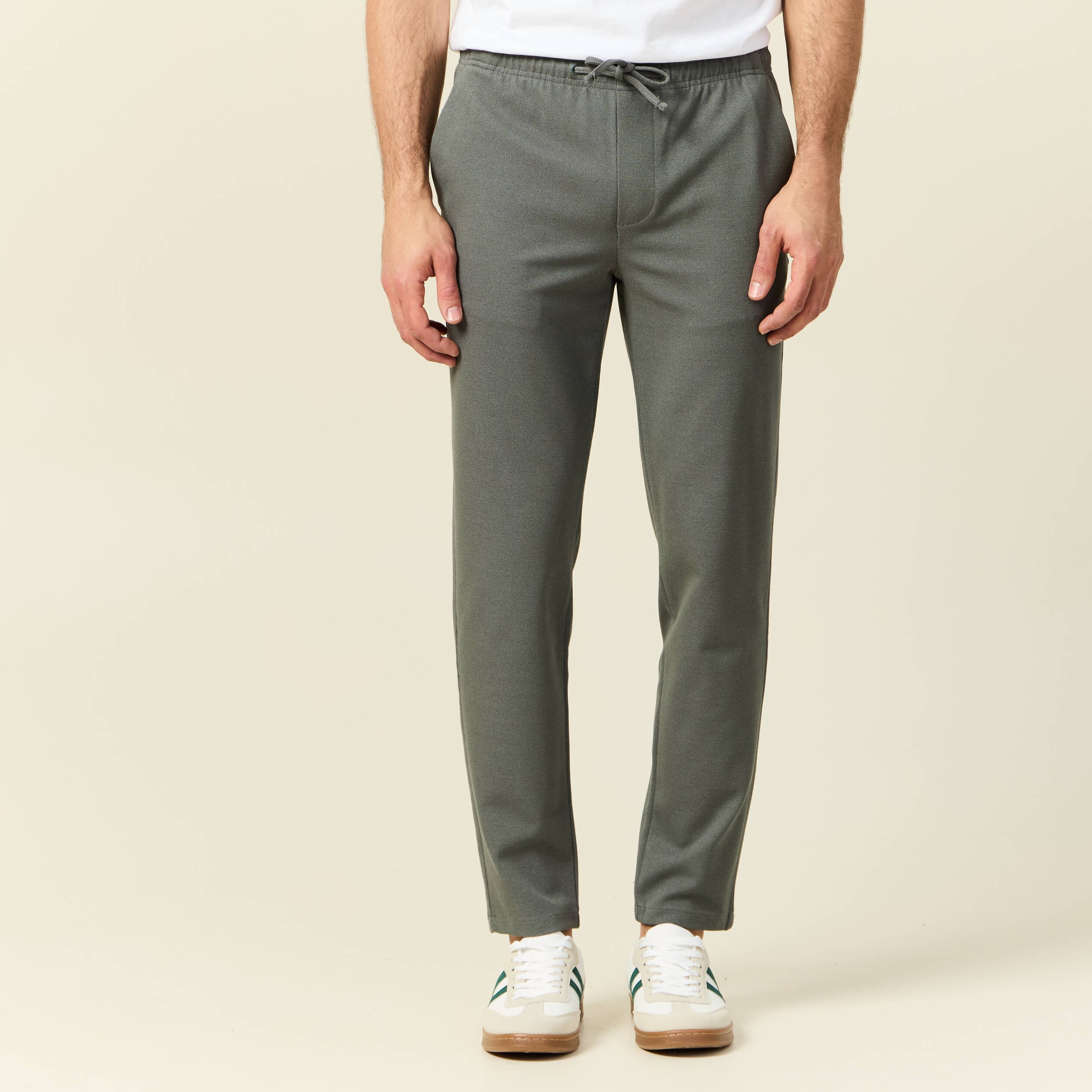 Pantalon chino jogger vert kaki homme
