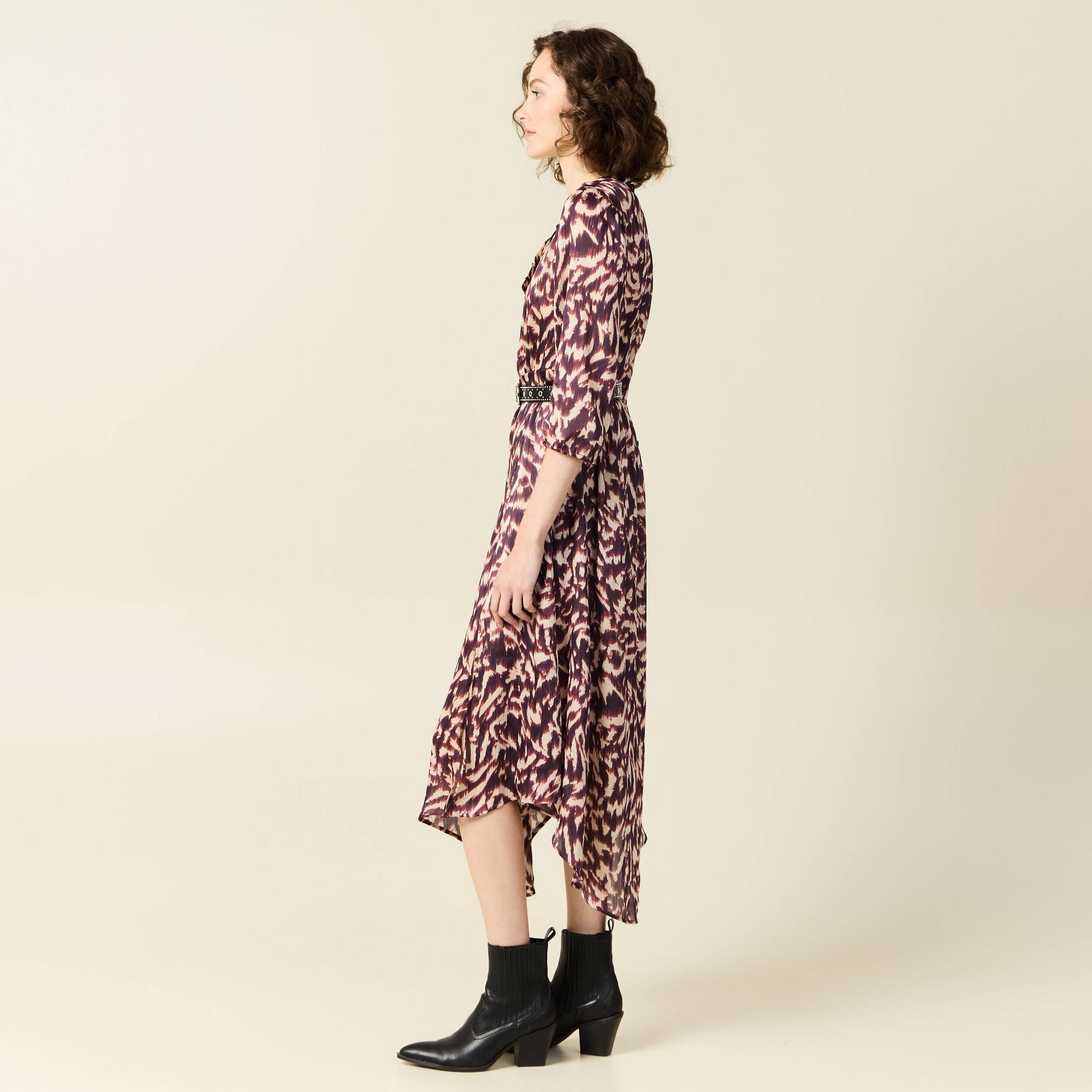 robe longue evasee fluide marron femme Robe longue évasée fluide marron femme