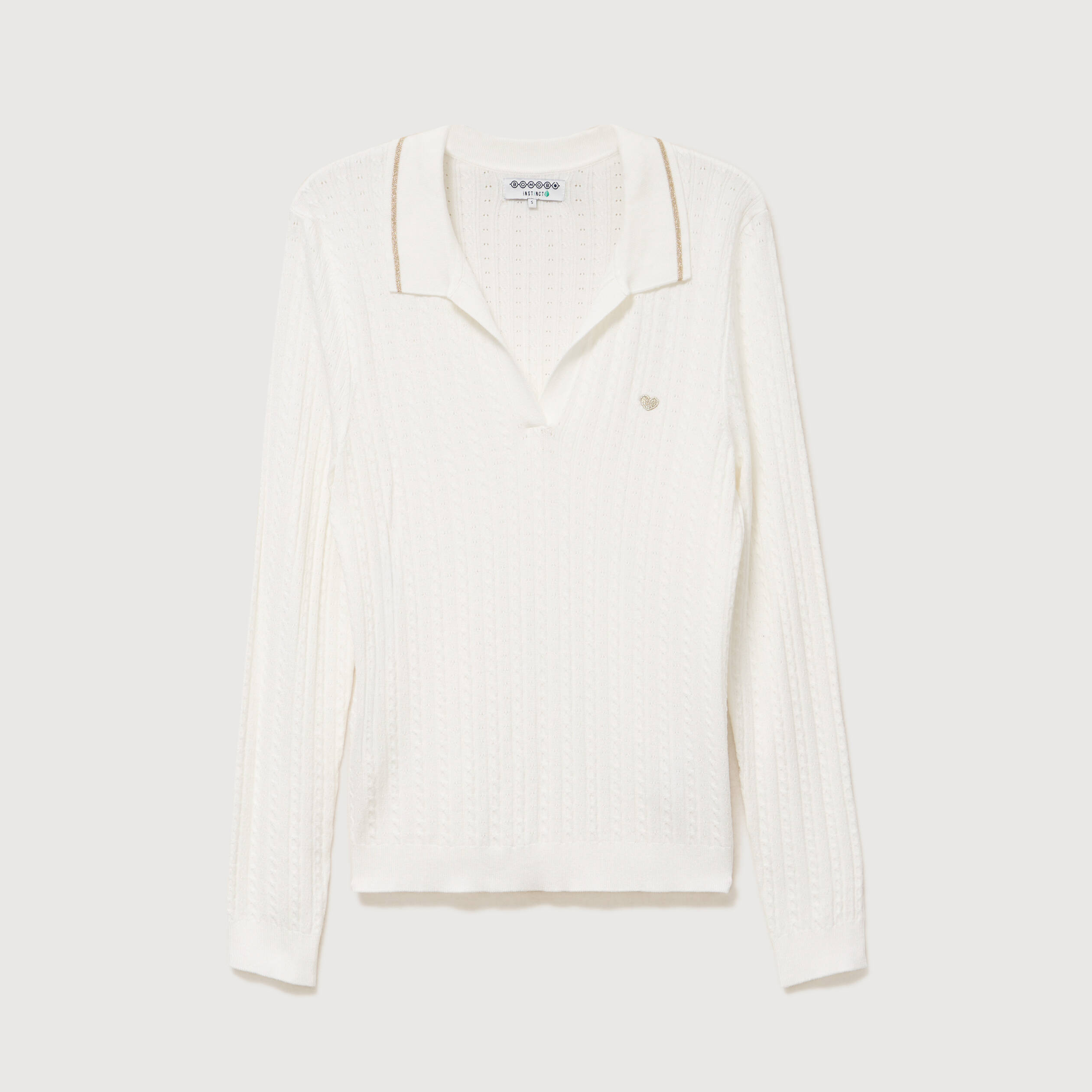 Pull droit manches longues ecru femme