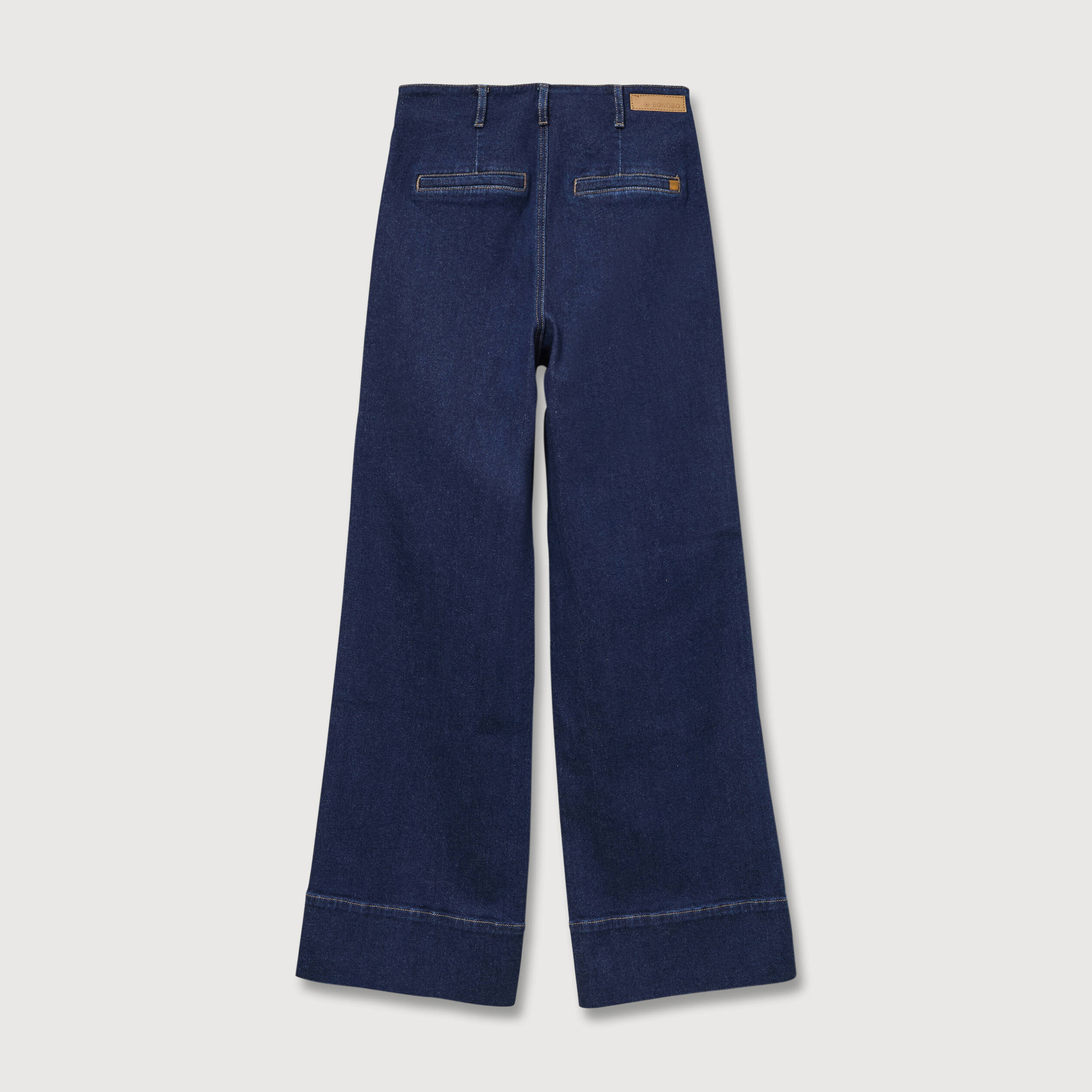 Jeans wide large taille haute denim brut rinse femme