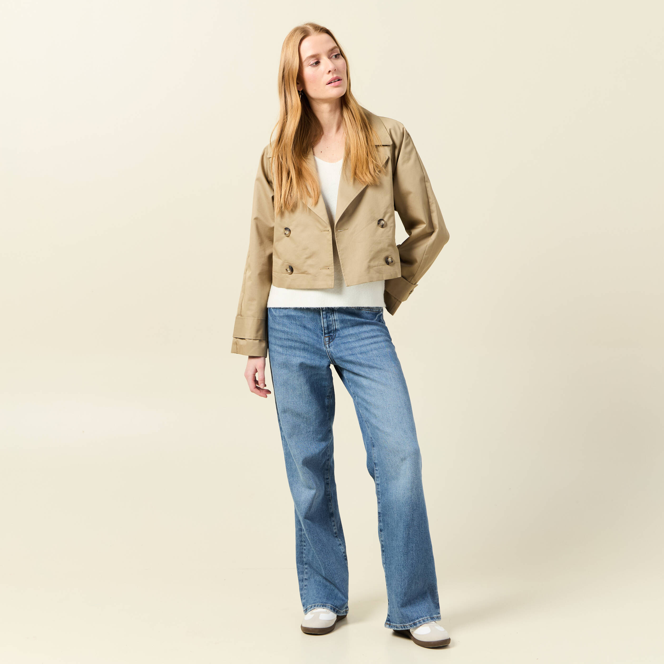 trench court fluide beige femme Trench court fluide beige femme