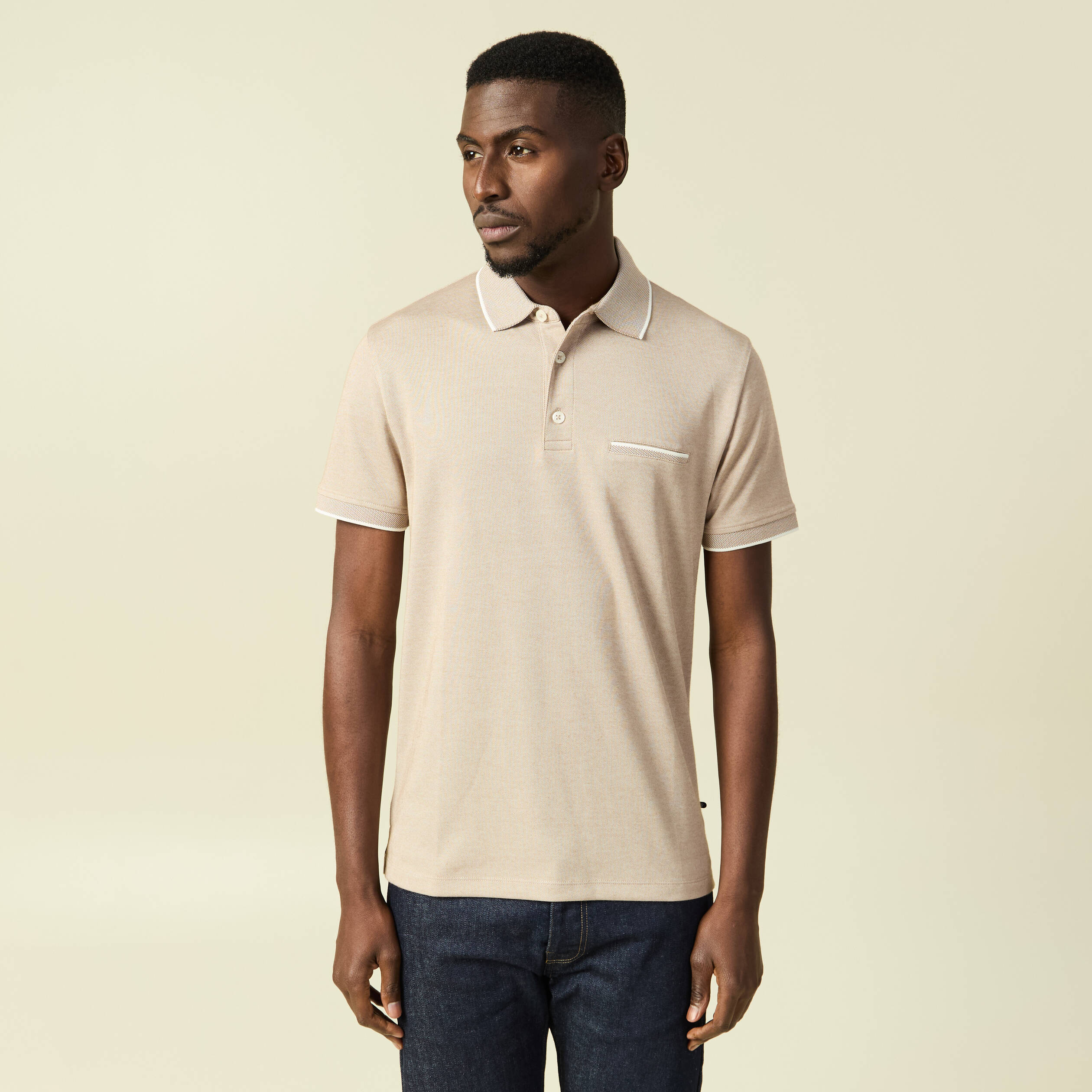 Polo manches courtes taupe homme