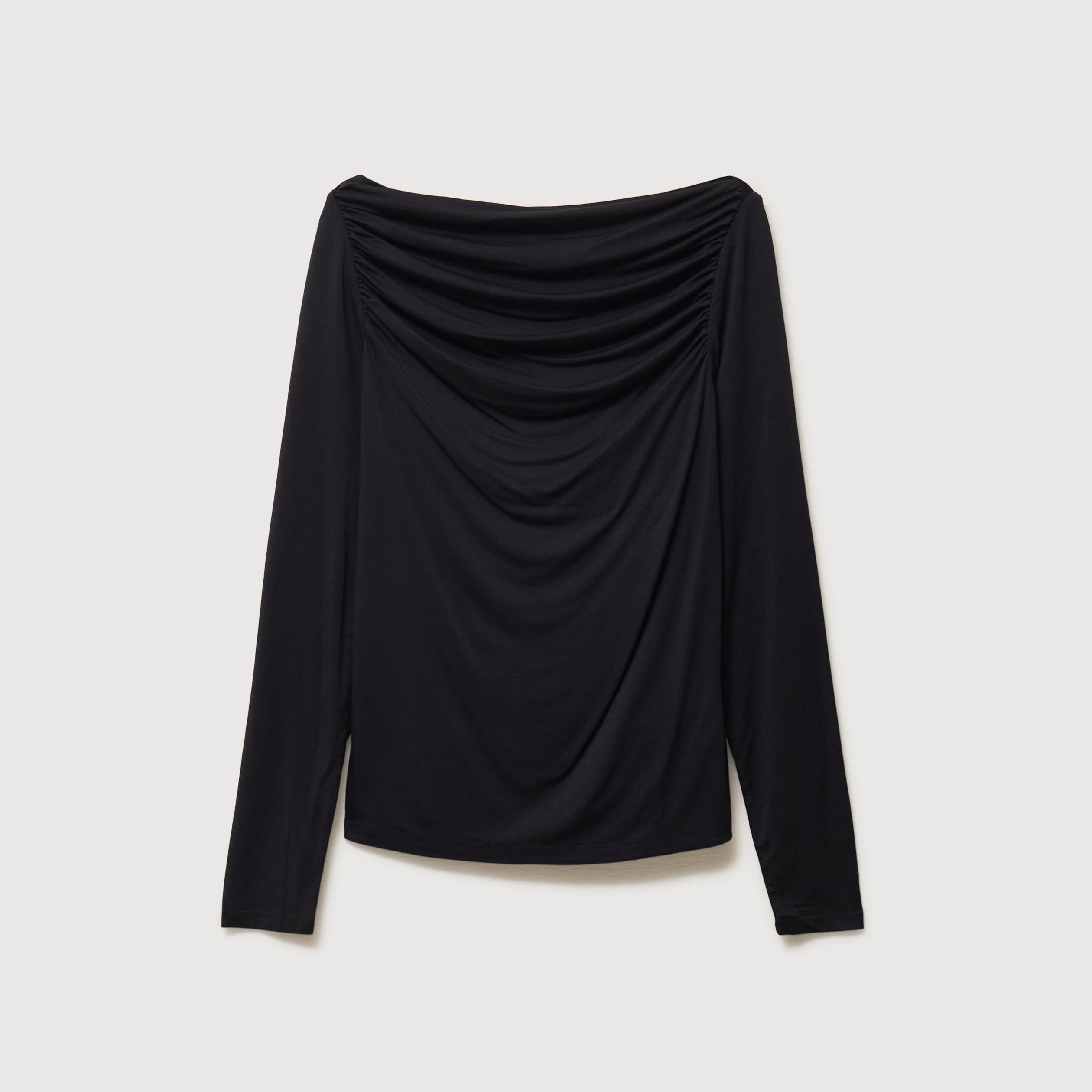 T-shirt ajust&eacute; manches longues bardot noir femme
