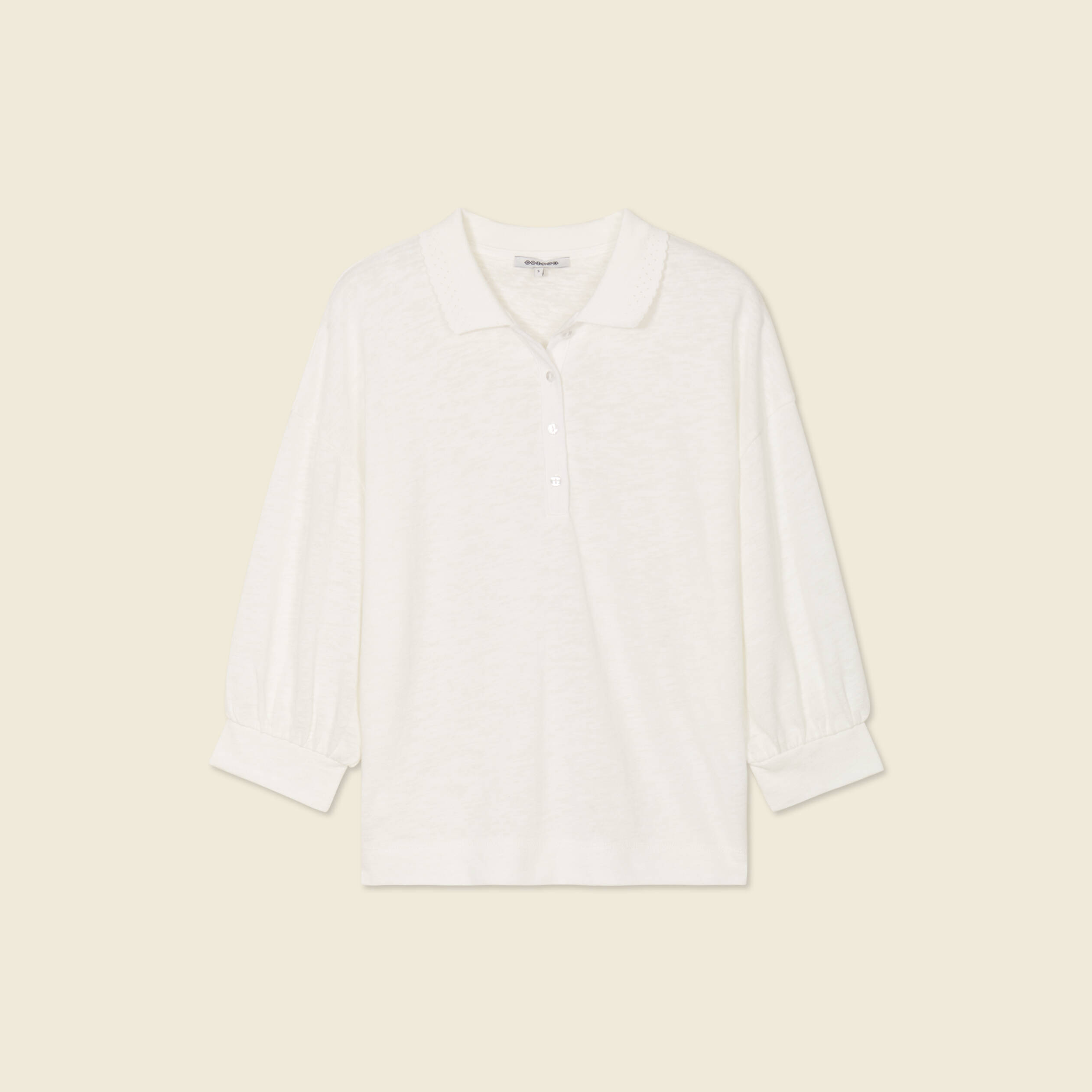 polo manches 34 ecru femme Polo manches 3/4 ecru femme