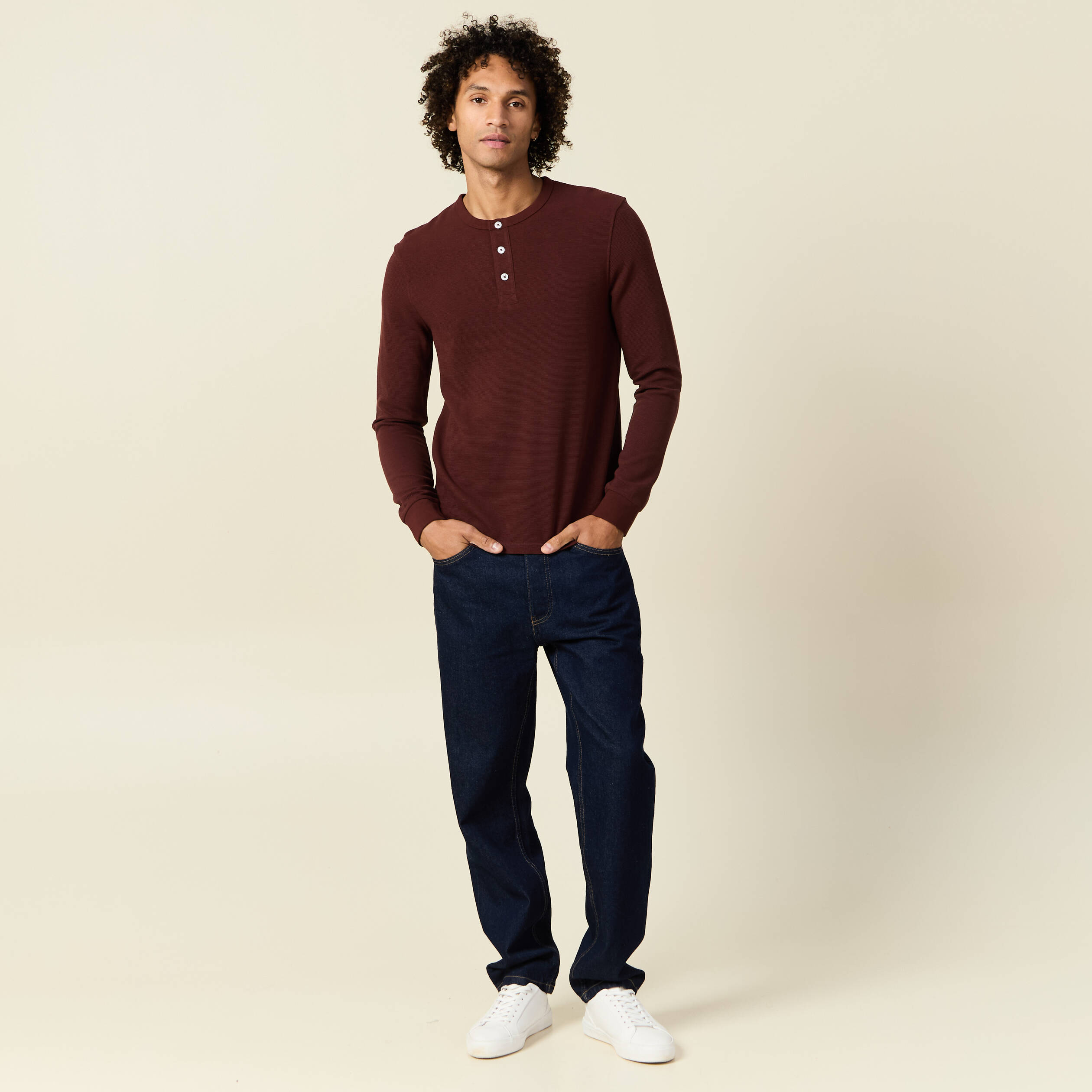 T-shirt manches longues bordeaux homme