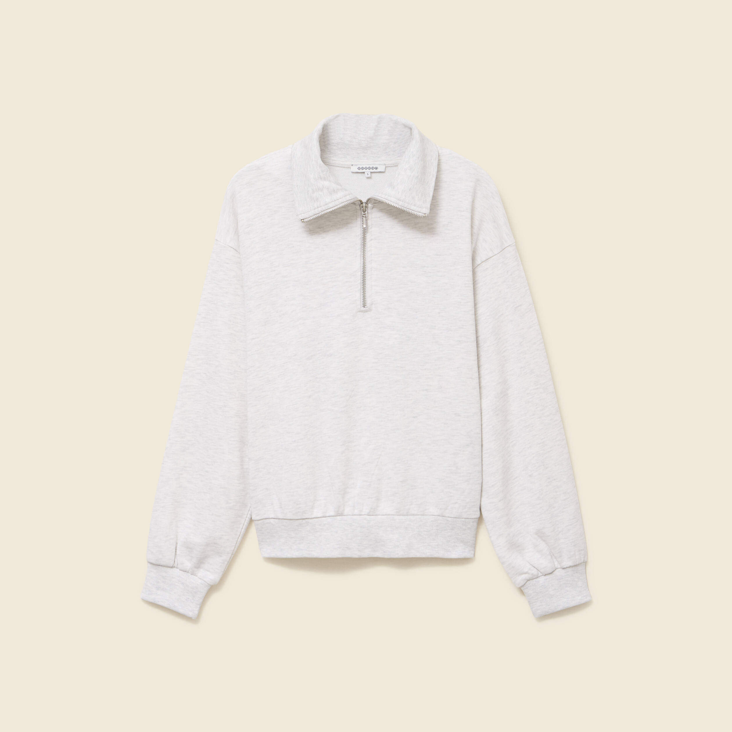 Sweat manches longues col camionneur gris femme