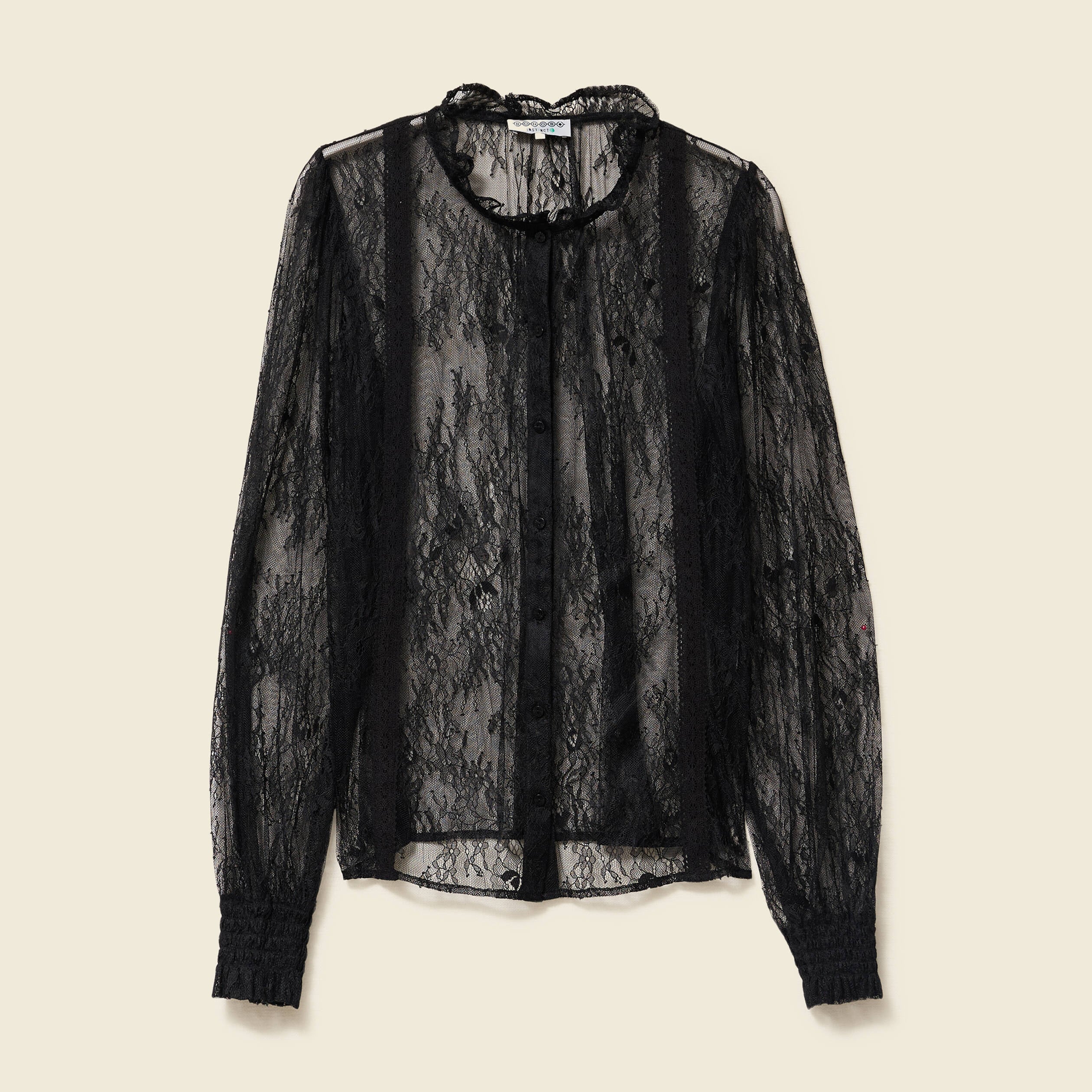 Chemise en dentelle manches longues noir femme